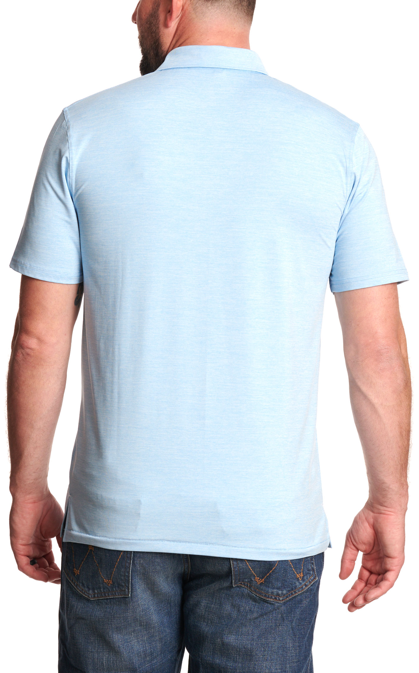 Rafter C Men’s Light Blue Solid Polo Shirt - Image 1