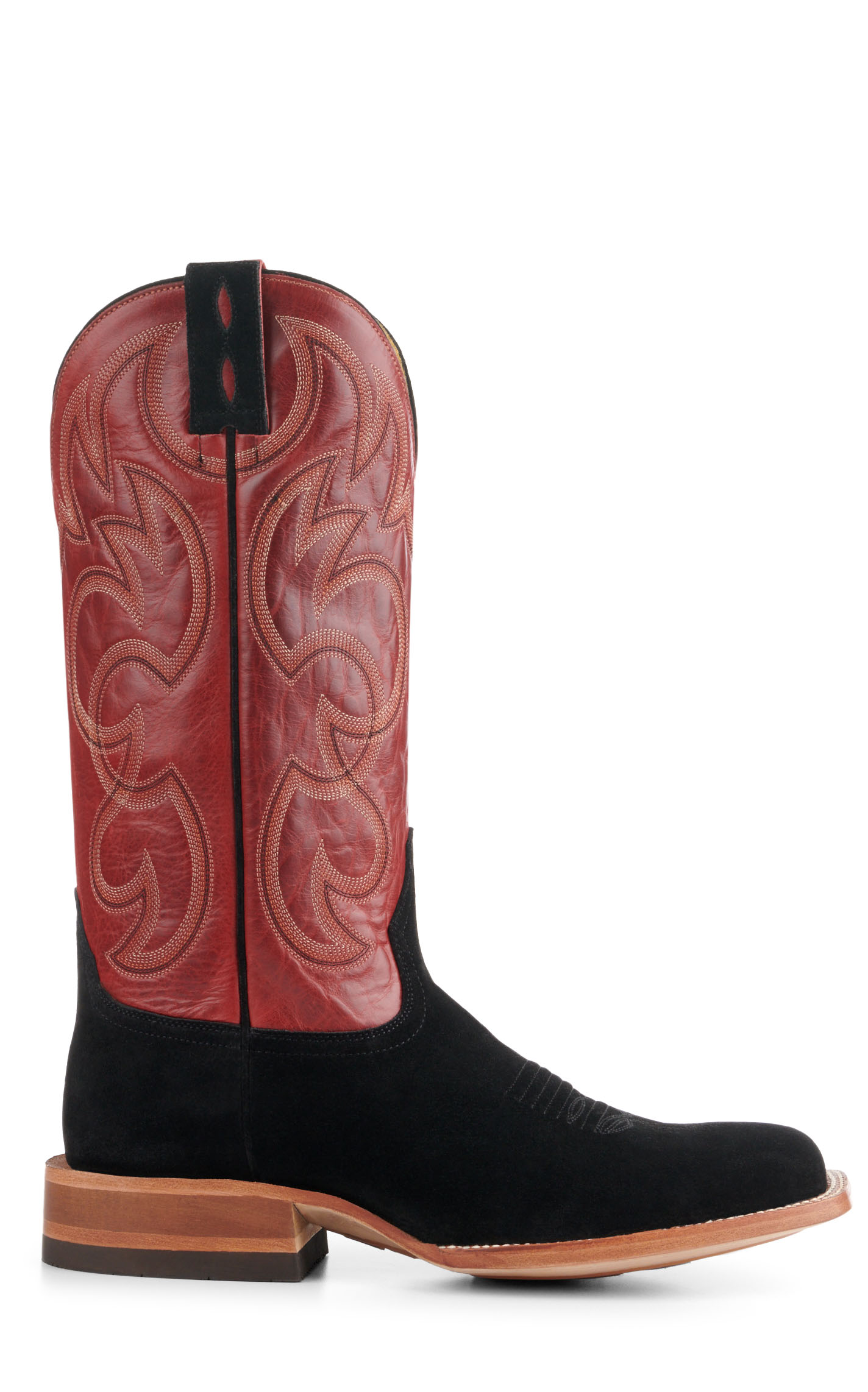 Cavender's Men's Endurance Red and Black Roughout Wide Square Toe Cowboy Boots - Image 1