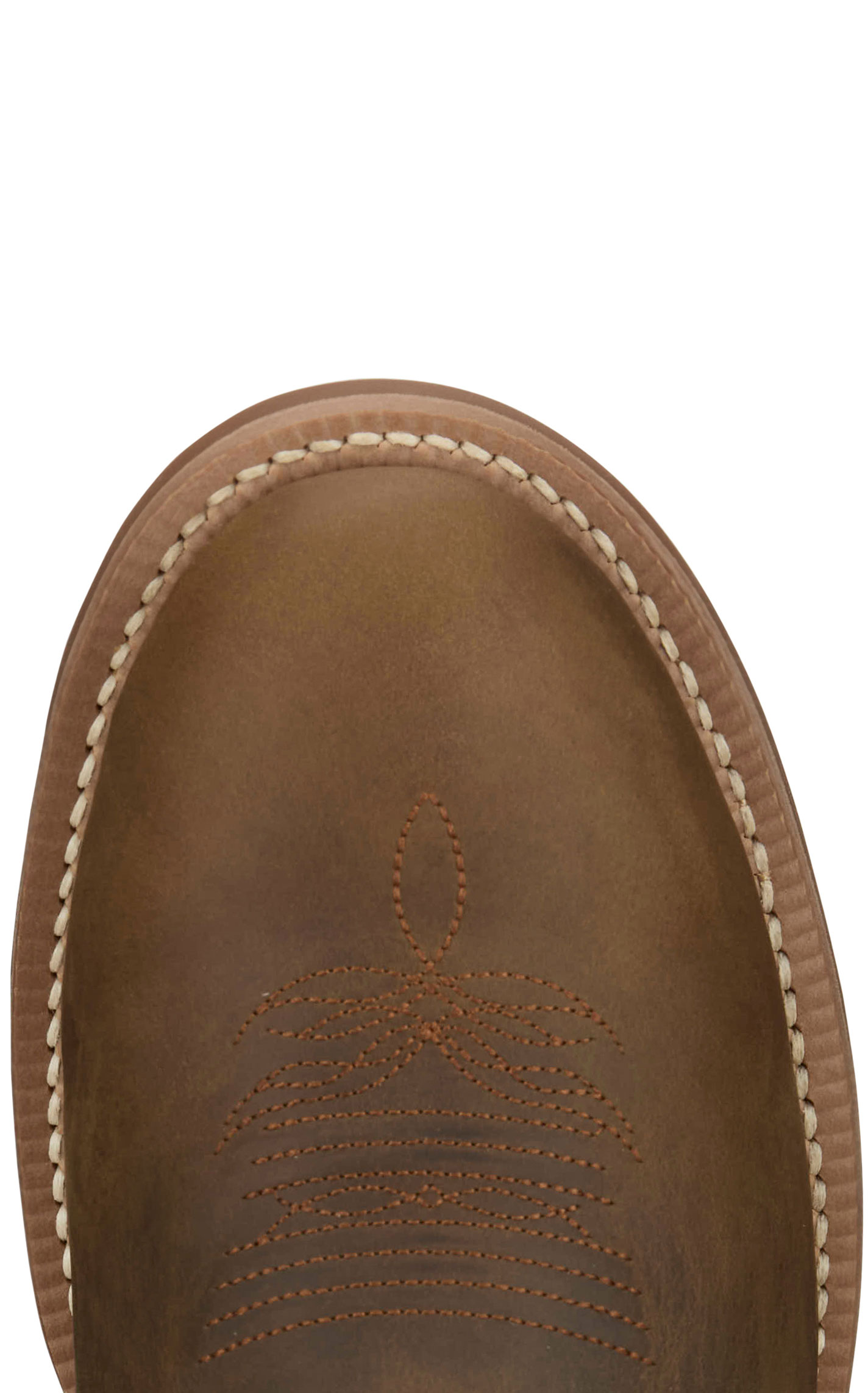 Justin Men’s Frontier Brown Cowhide Wide Round Toe Cowboy Boots - Image 1
