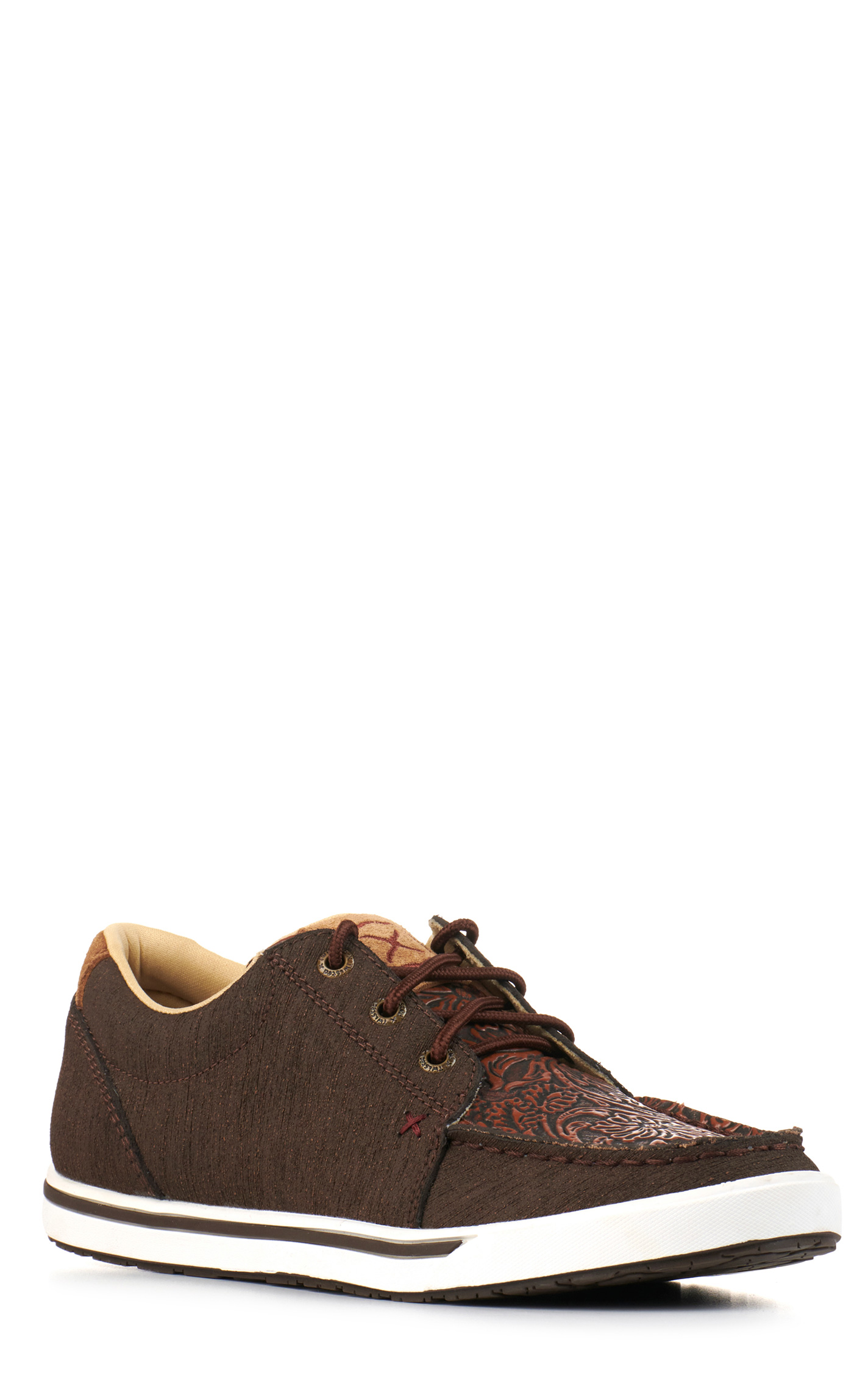 Twisted X Women's Kicks Cocoa with Tooled Insert Lace Up Sneakers Casual Shoe - Image 1