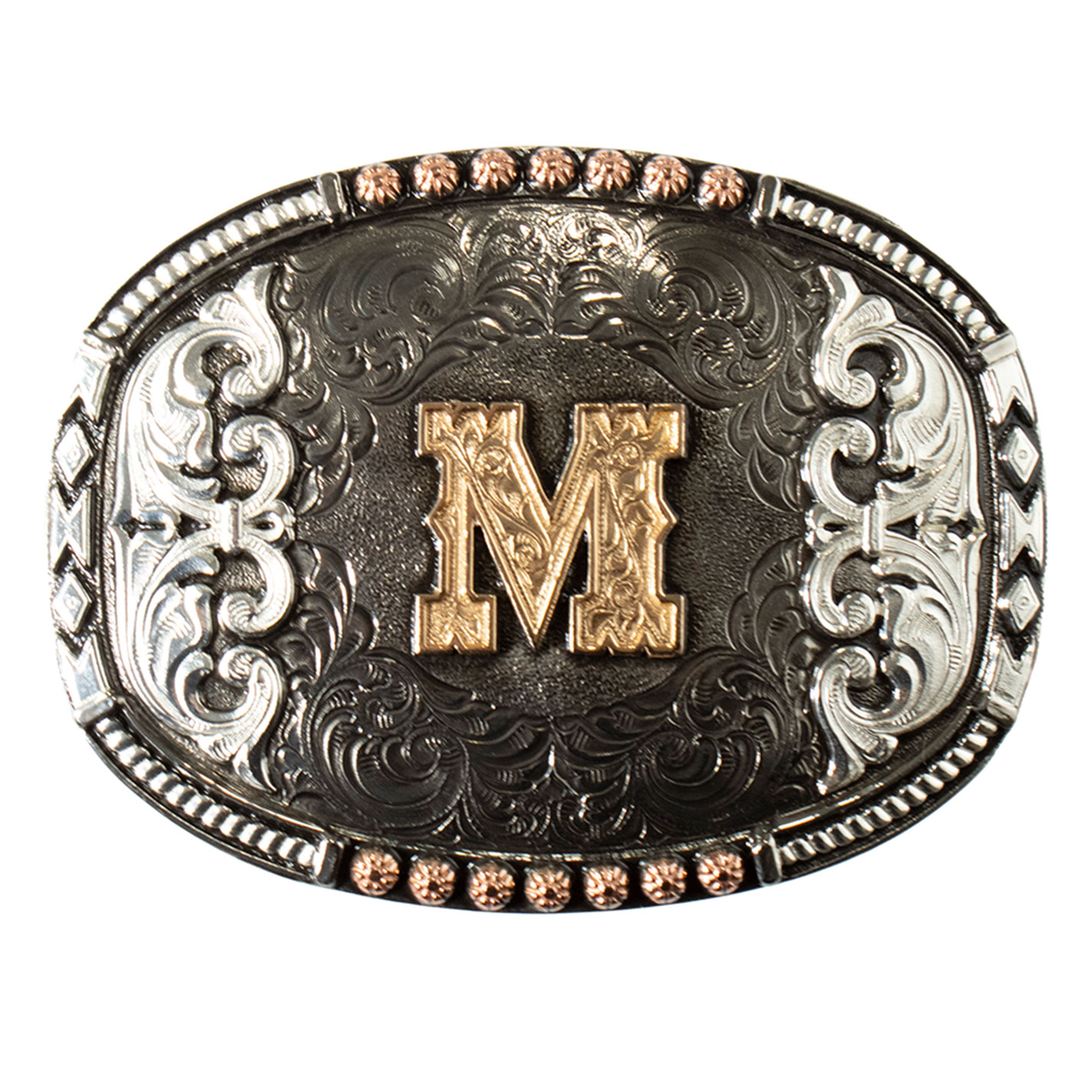 Crumrine Two-Tone Oval Initial M Belt Buckle - Image 1