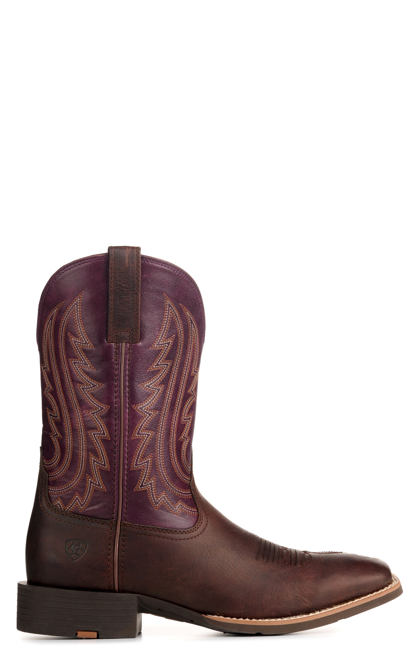 Ariat Men’s  Sport Big Country Barley Brown and Purple Wide Square Toe Cowboy Boots - Image 1