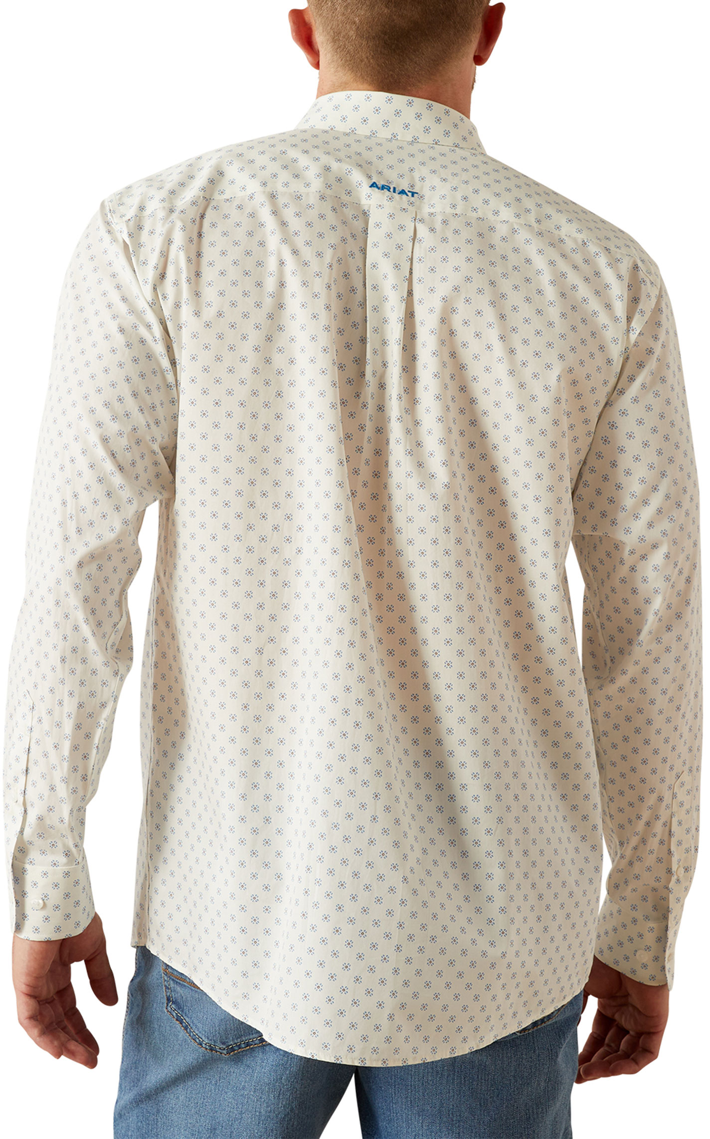 Ariat Men's Adrian Cream & Blue Geo Print Western Shirt - Image 1