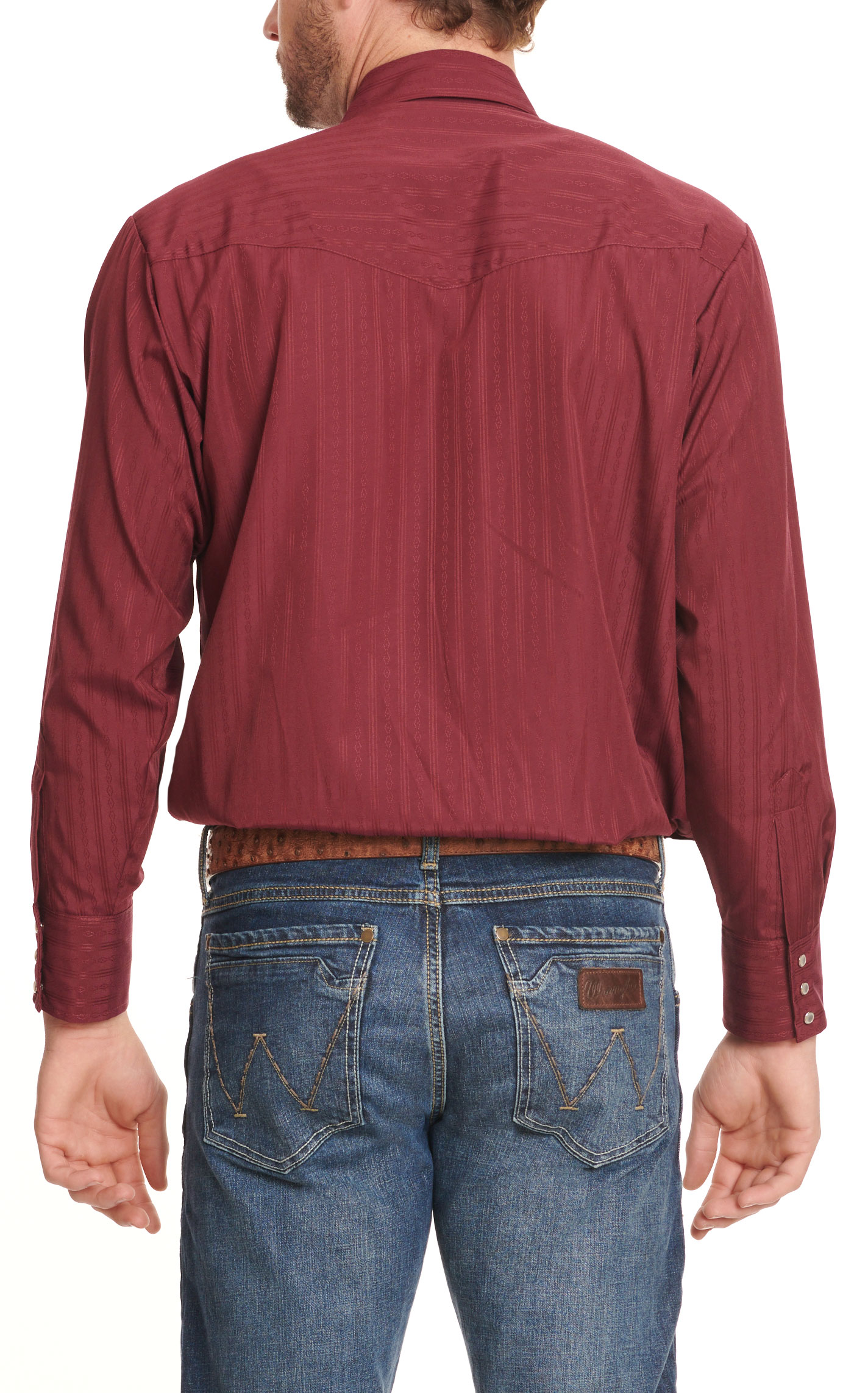 Ely Cattleman Men's Solid Burgundy Long Sleeve Western Shirt - Image 1