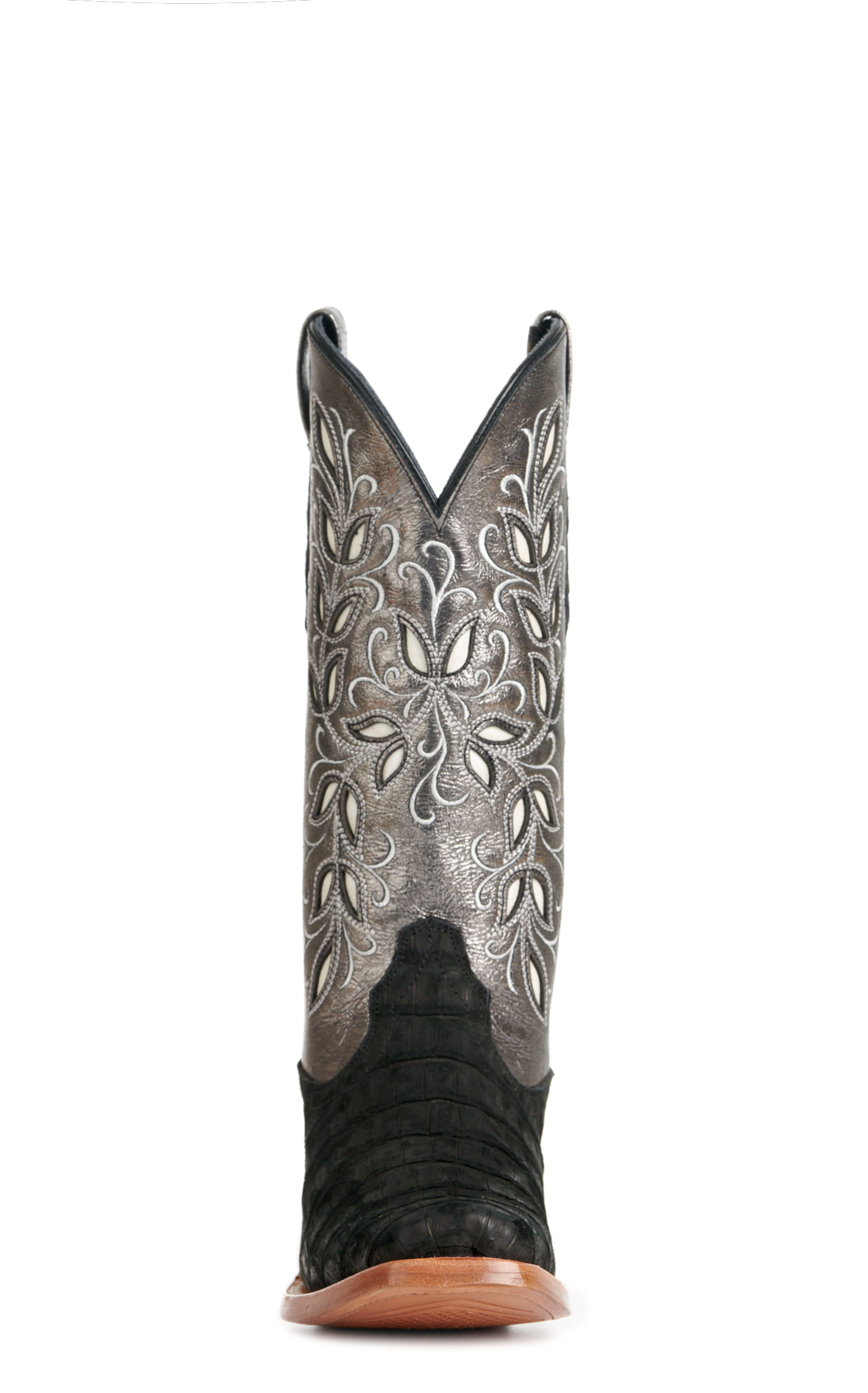 Ariat Women's Futurity Metallic Gray and Black Sueded Caiman Punchy Square Toe Exotic Cowboy Boots - Image 1