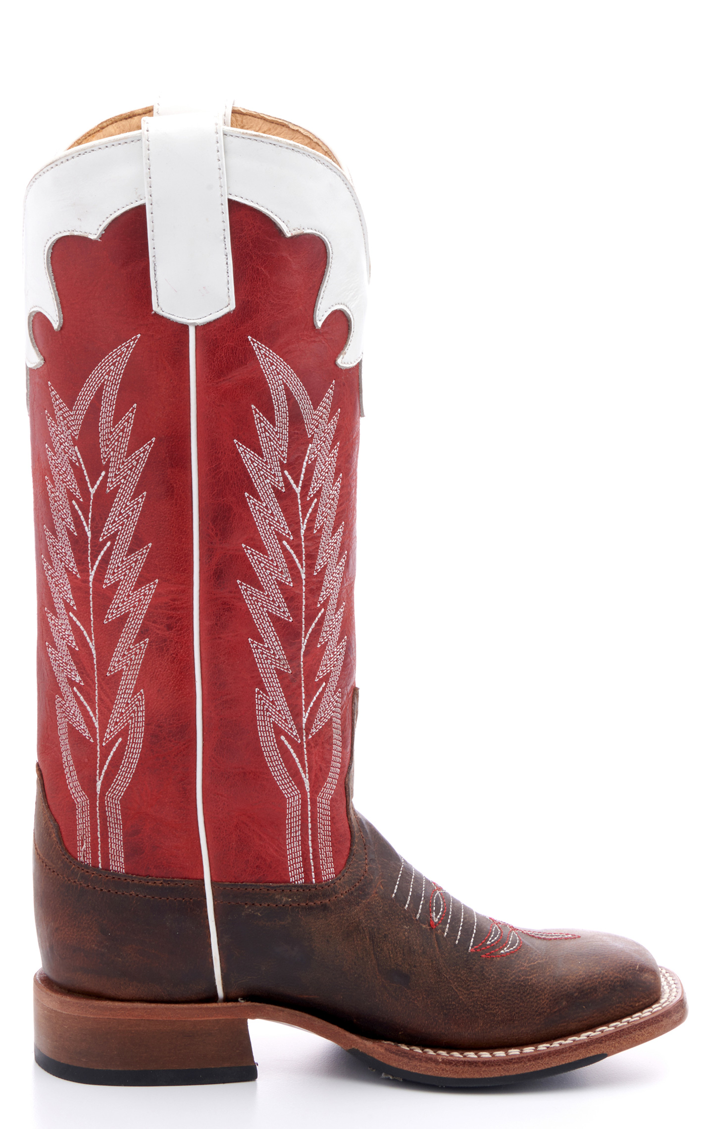 Anderson Bean Youth Brown and Red Square Toe Tall Cowboy Boots - Image 1