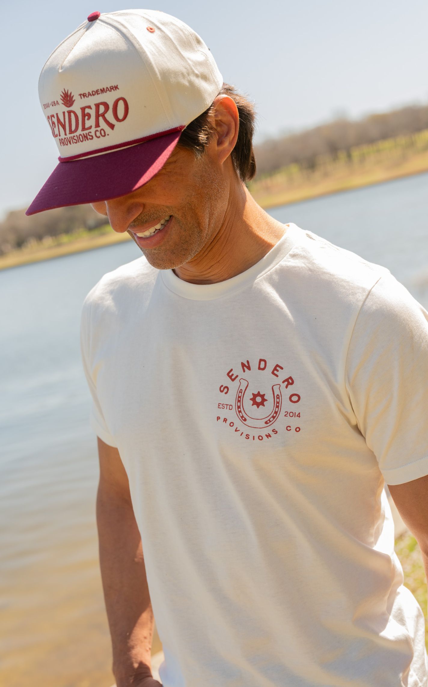 Sendero Provisions Co. Men's Maroon & Bone Logo Embroidered Cap - Image 1