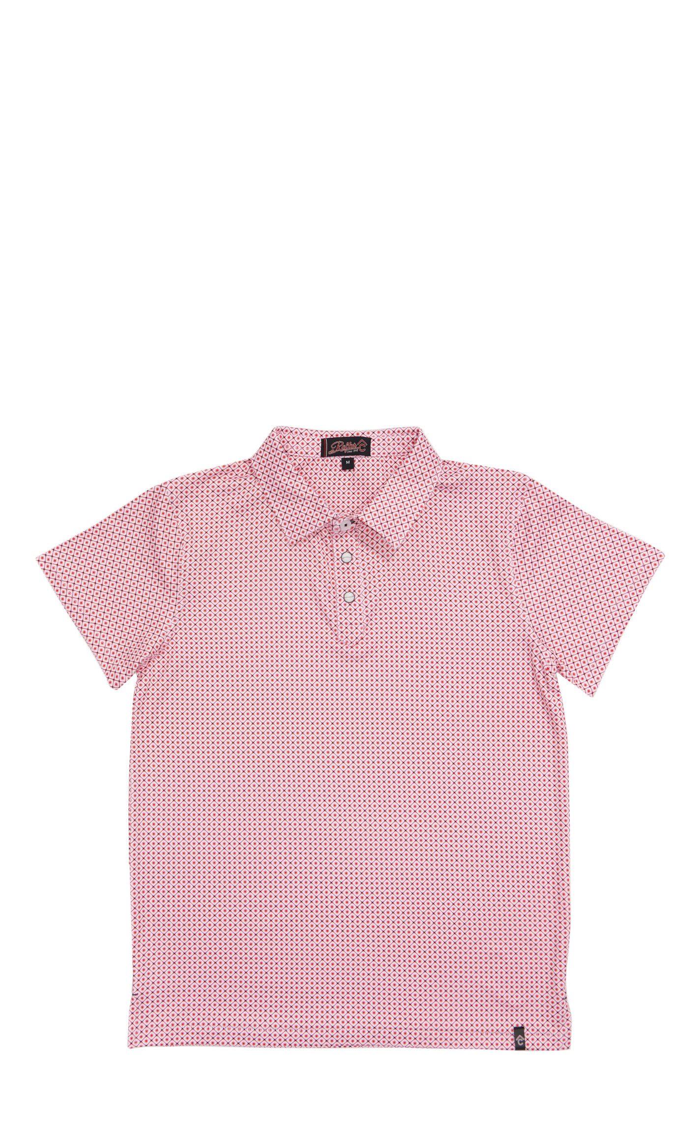 Rafter C Boy's Red Geo Print Polo Shirt - Image 1