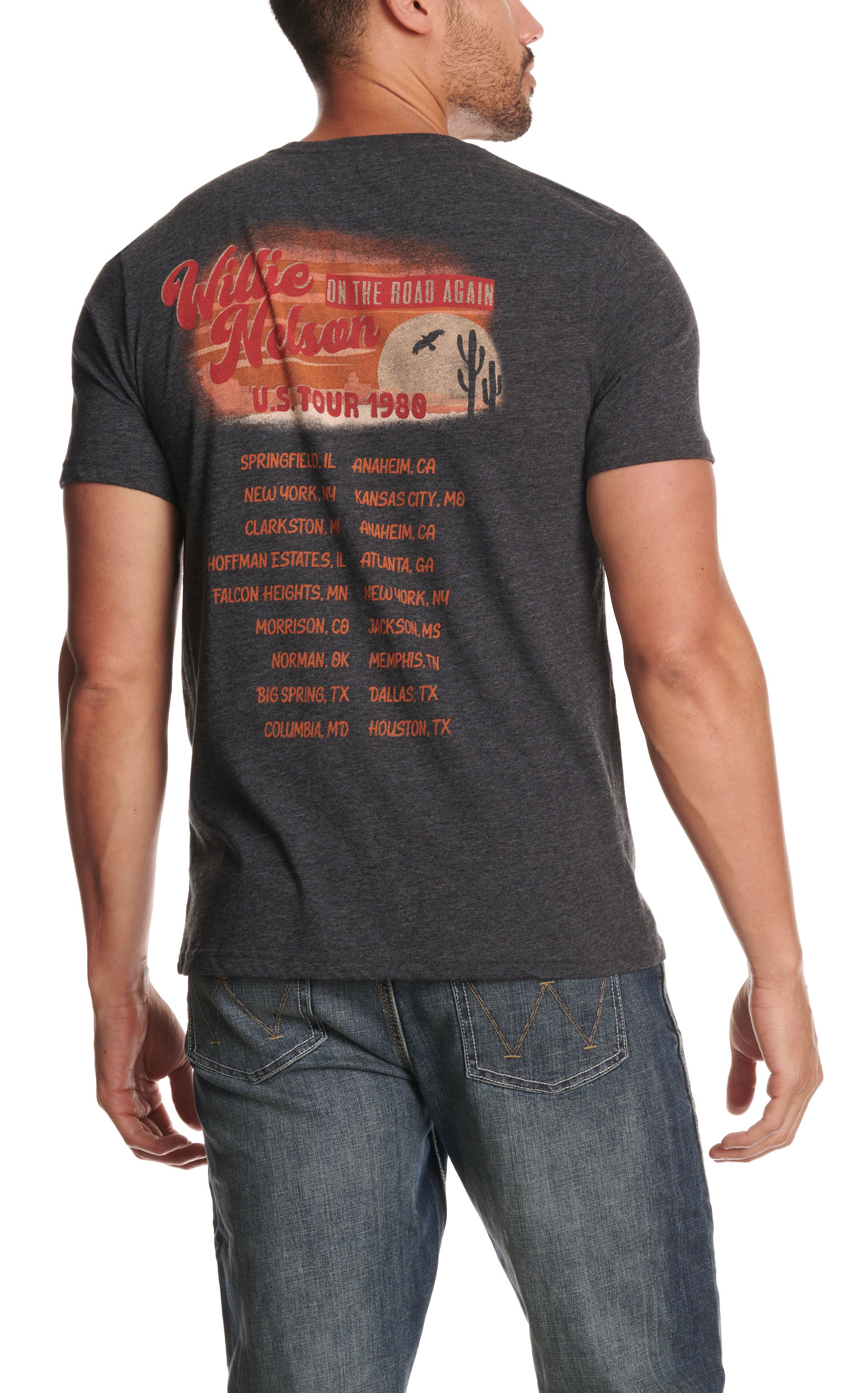 Wrangler X Men's Willie Nelson Black Graphic T-Shirt - Image 1