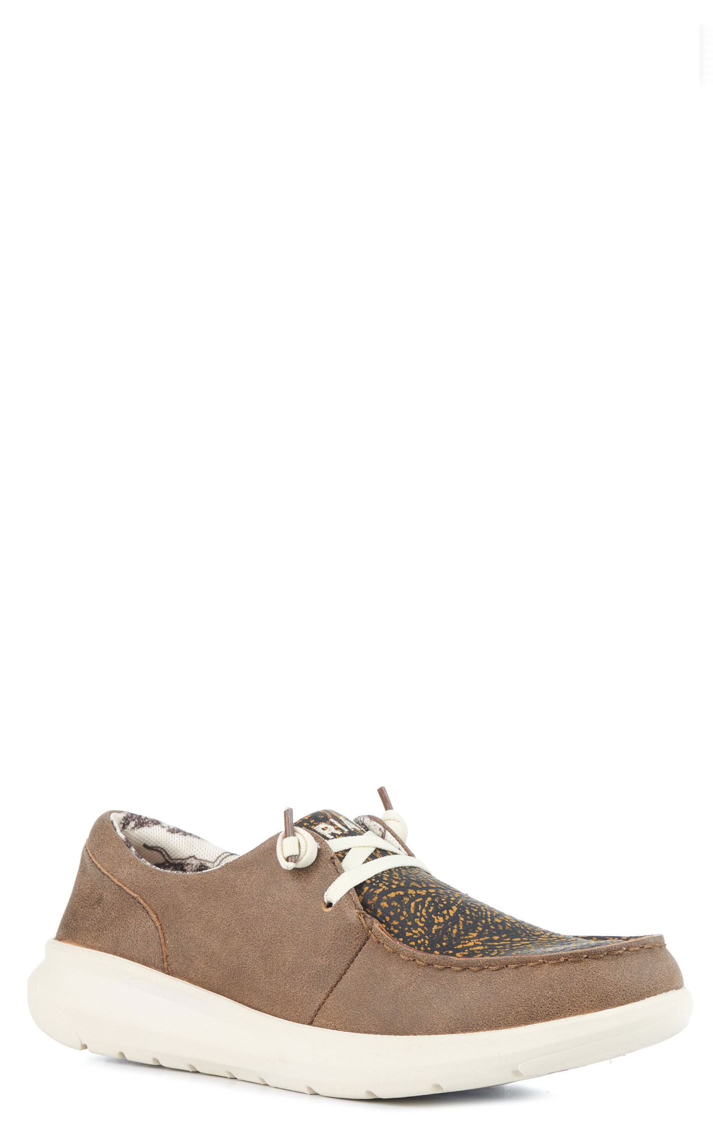 Ariat Women's Hilo Brown Bomber and Distressed Hide Moc Toe Lace Up Casual Shoe - Image 1