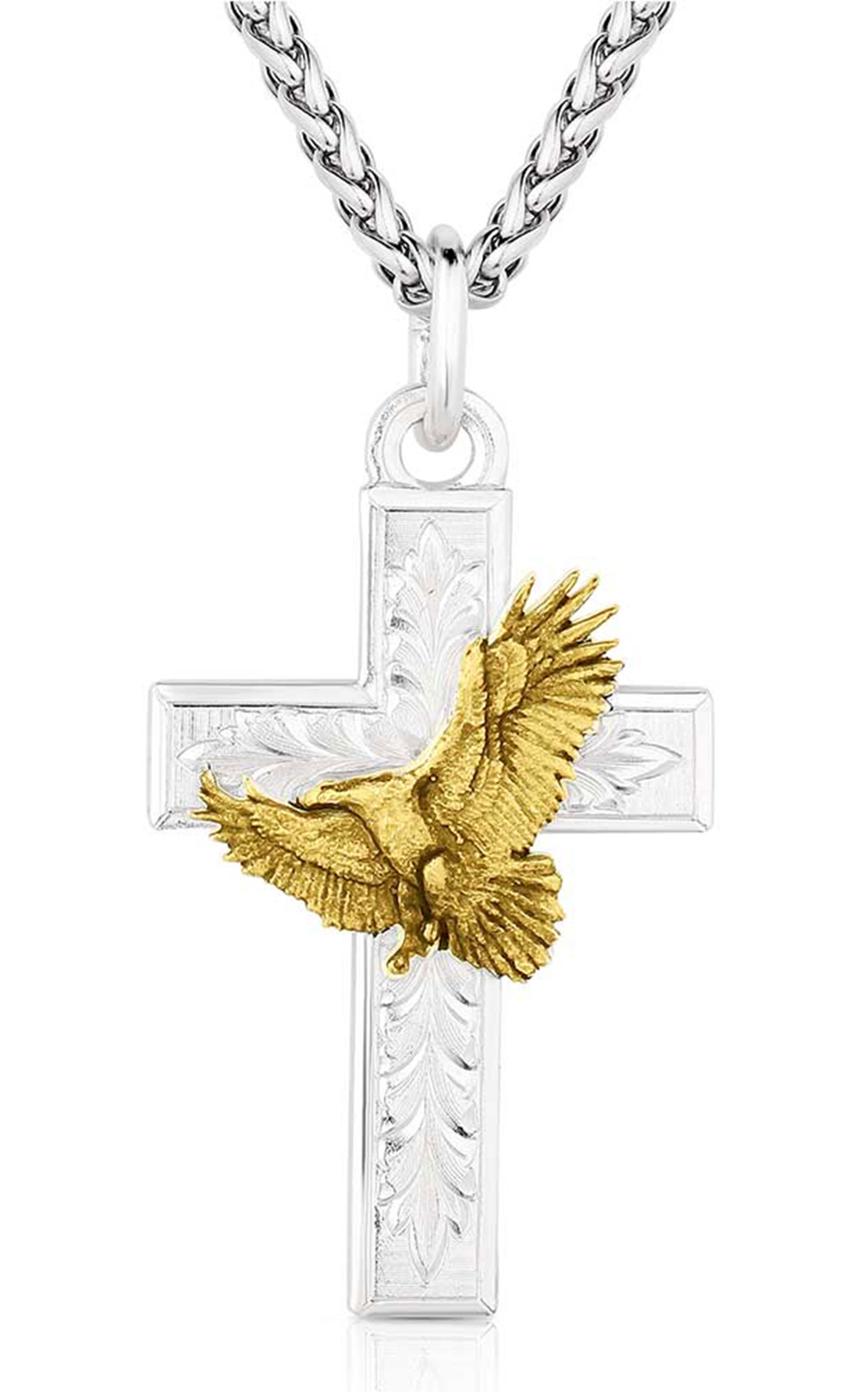 Montana Silversmiths Men's Silver Faith in Flight Cross Necklace - Image 3