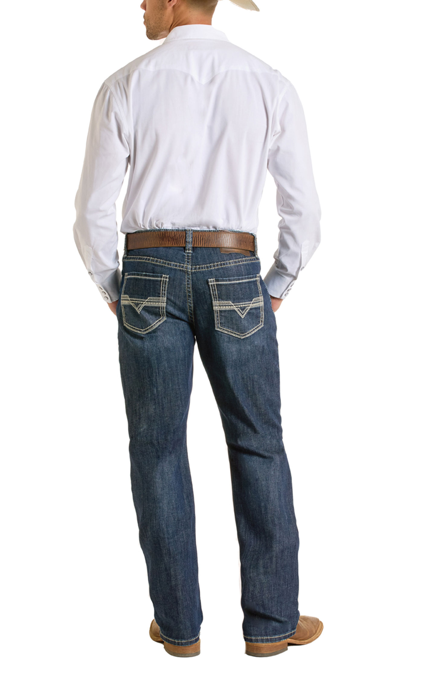 Rock & Roll Denim Men's Dark Vintage Double Barrel Stackable Bootcut Jeans - Image 1