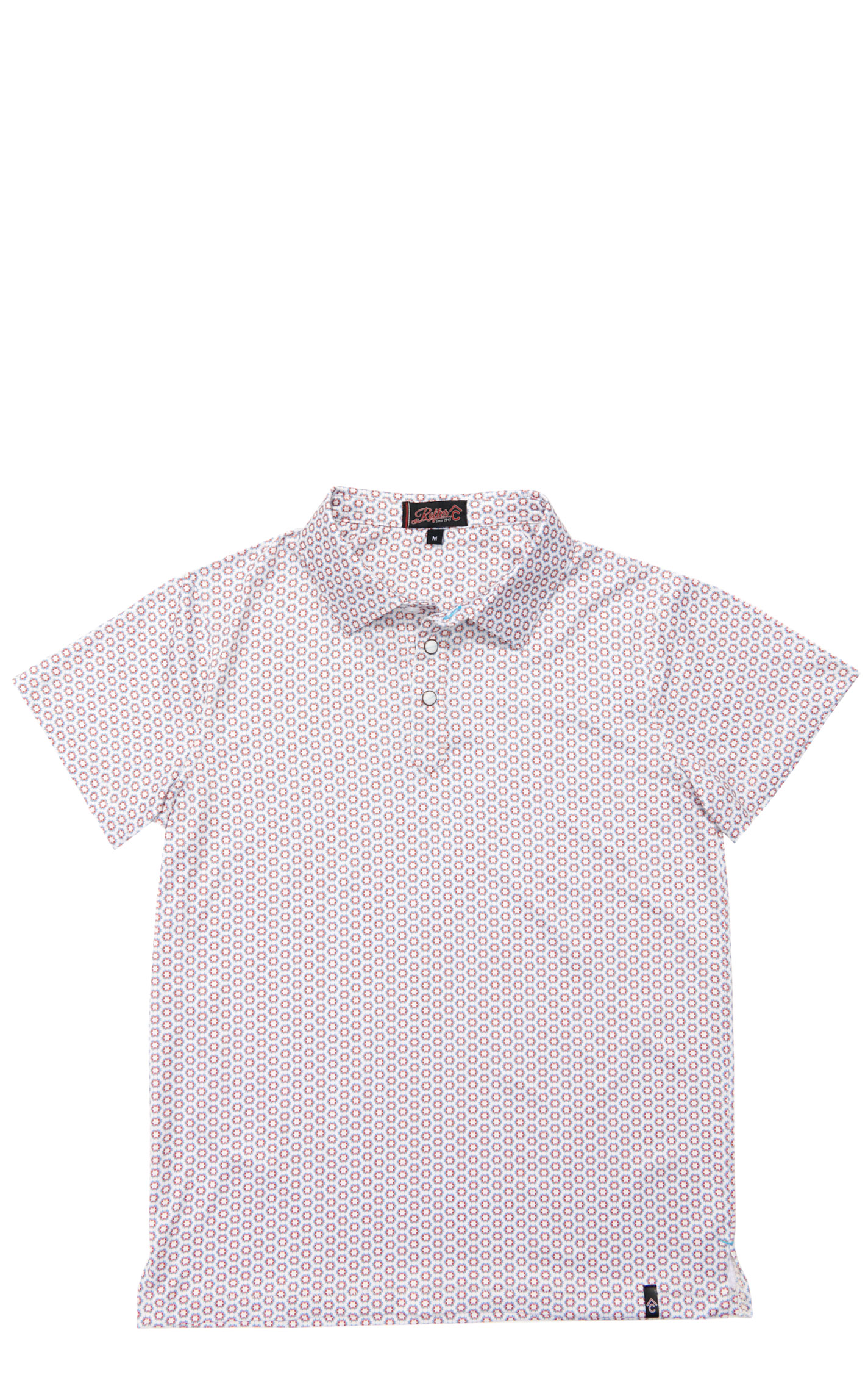 Rafter C Boy's White & Orange Geo Print Polo Shirt - Image 1