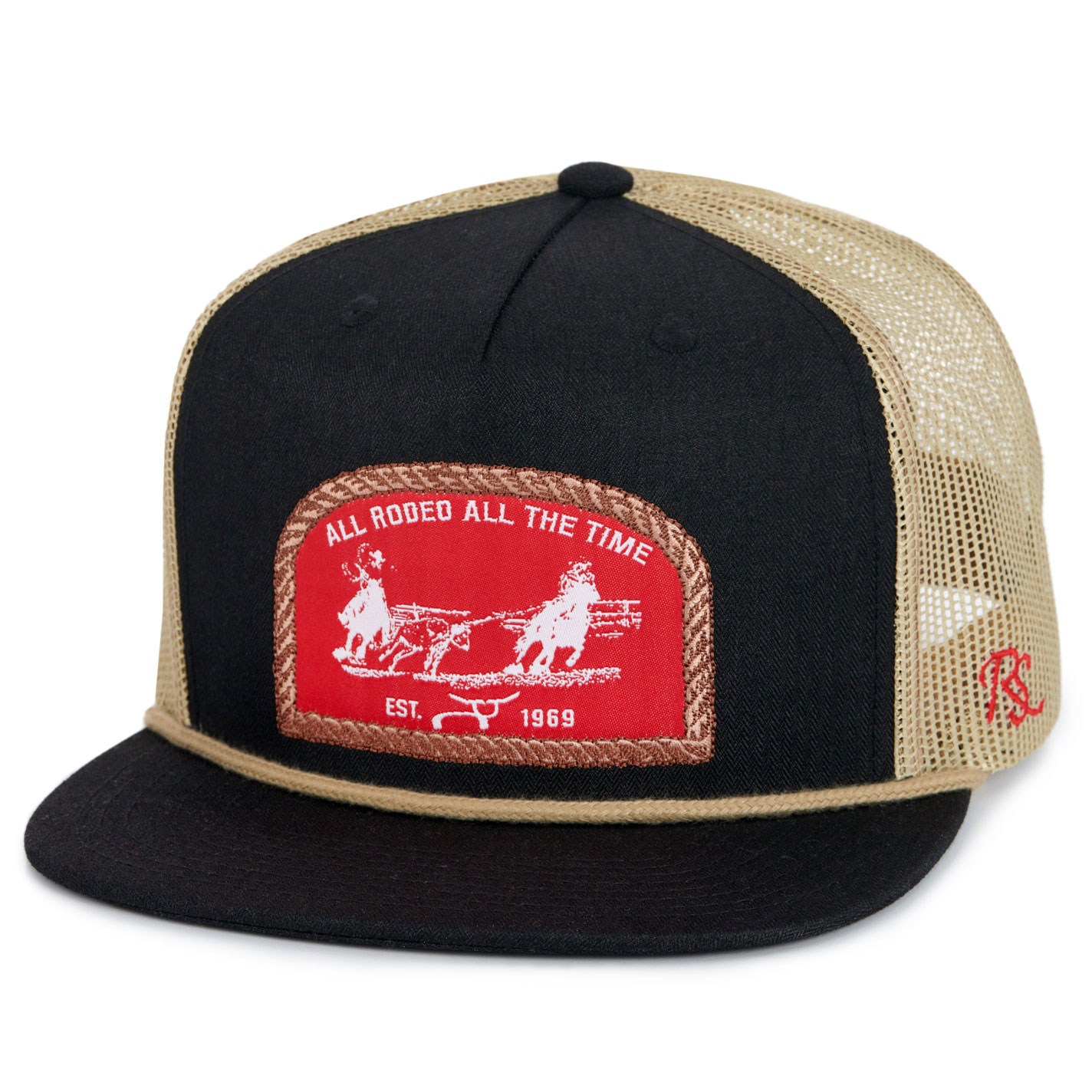 Ropesmart Men's Black & Taupe Red Roping Logo Cap - Image 1