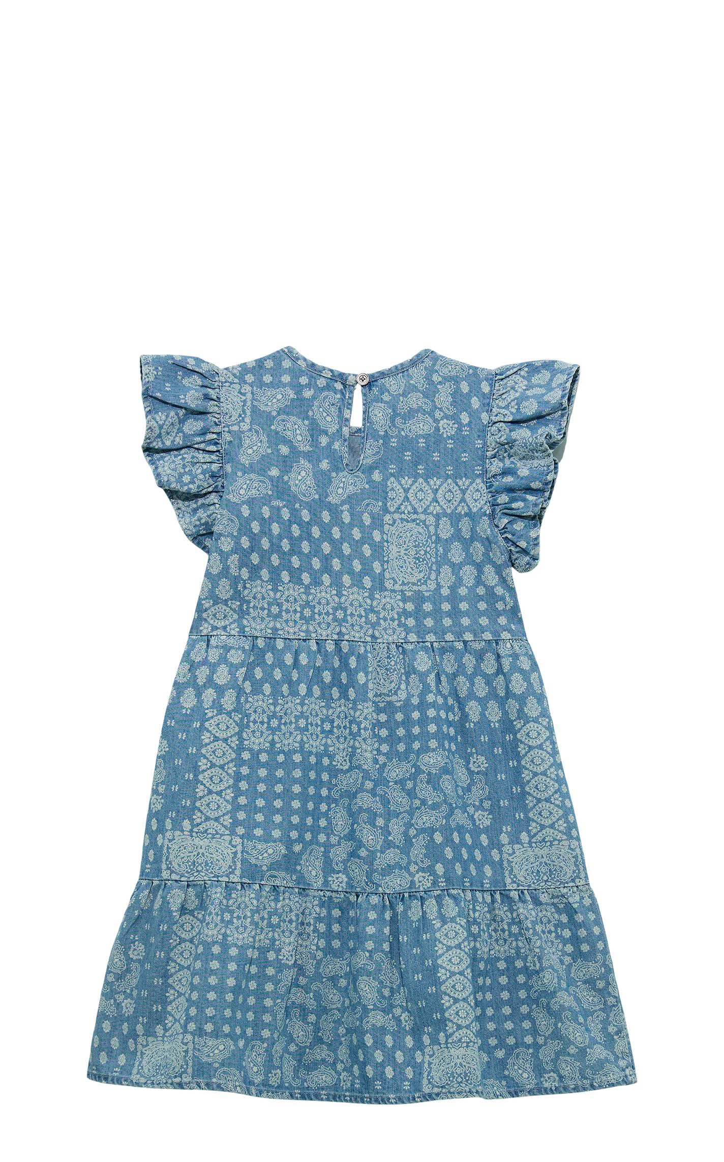 Wrangler Girl's Light Wash & White Paisley Dress - Image 1