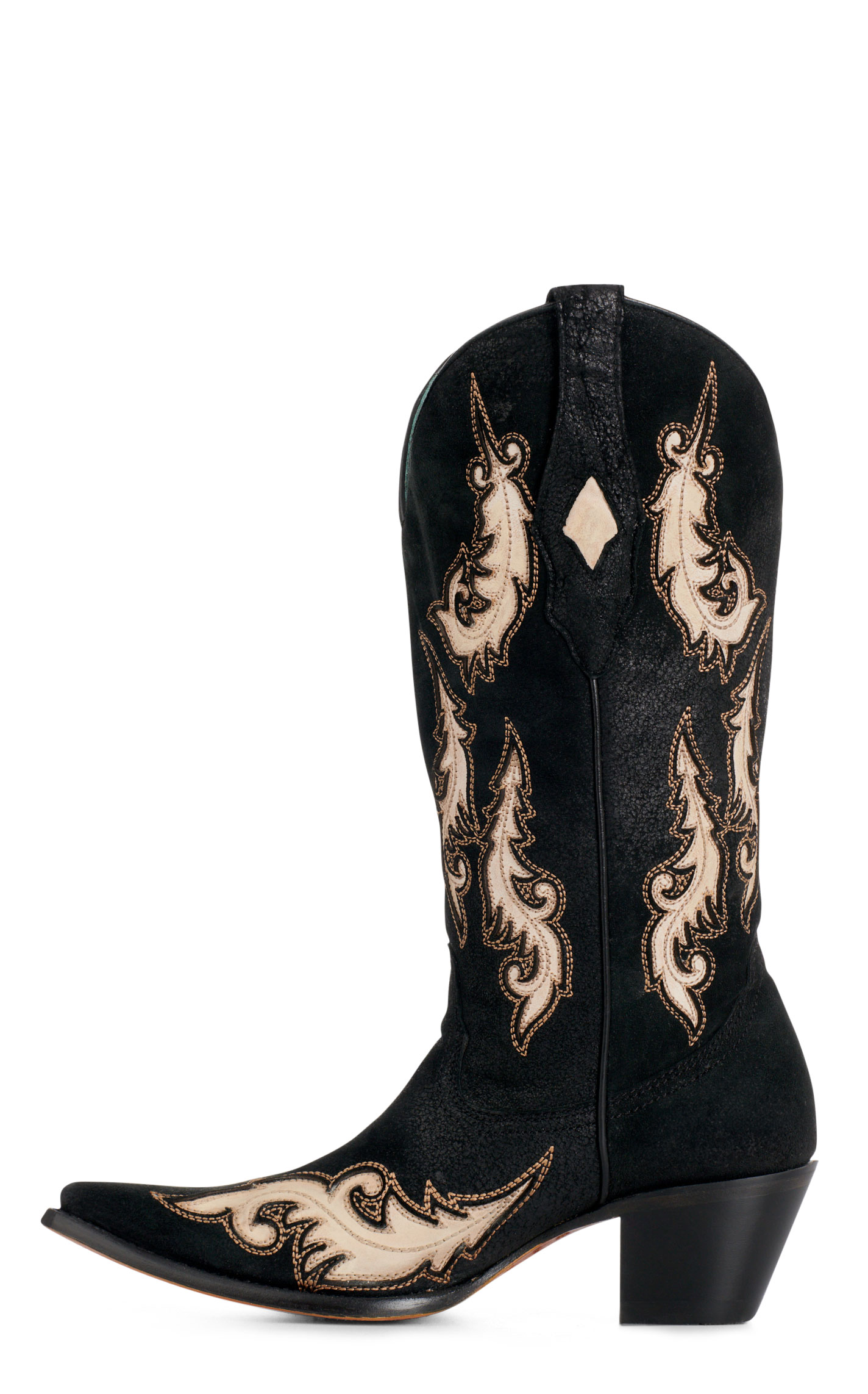 Corral Women's Black & Bone Inlay Stitched Snip Toe Cowboy Boots - Image 1