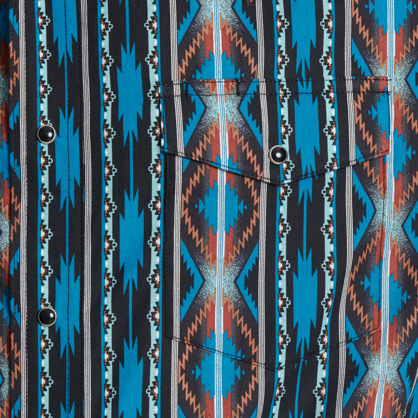 Checotah Men's Navy & Cobalt Aztec Print Western Shirt - Image 1