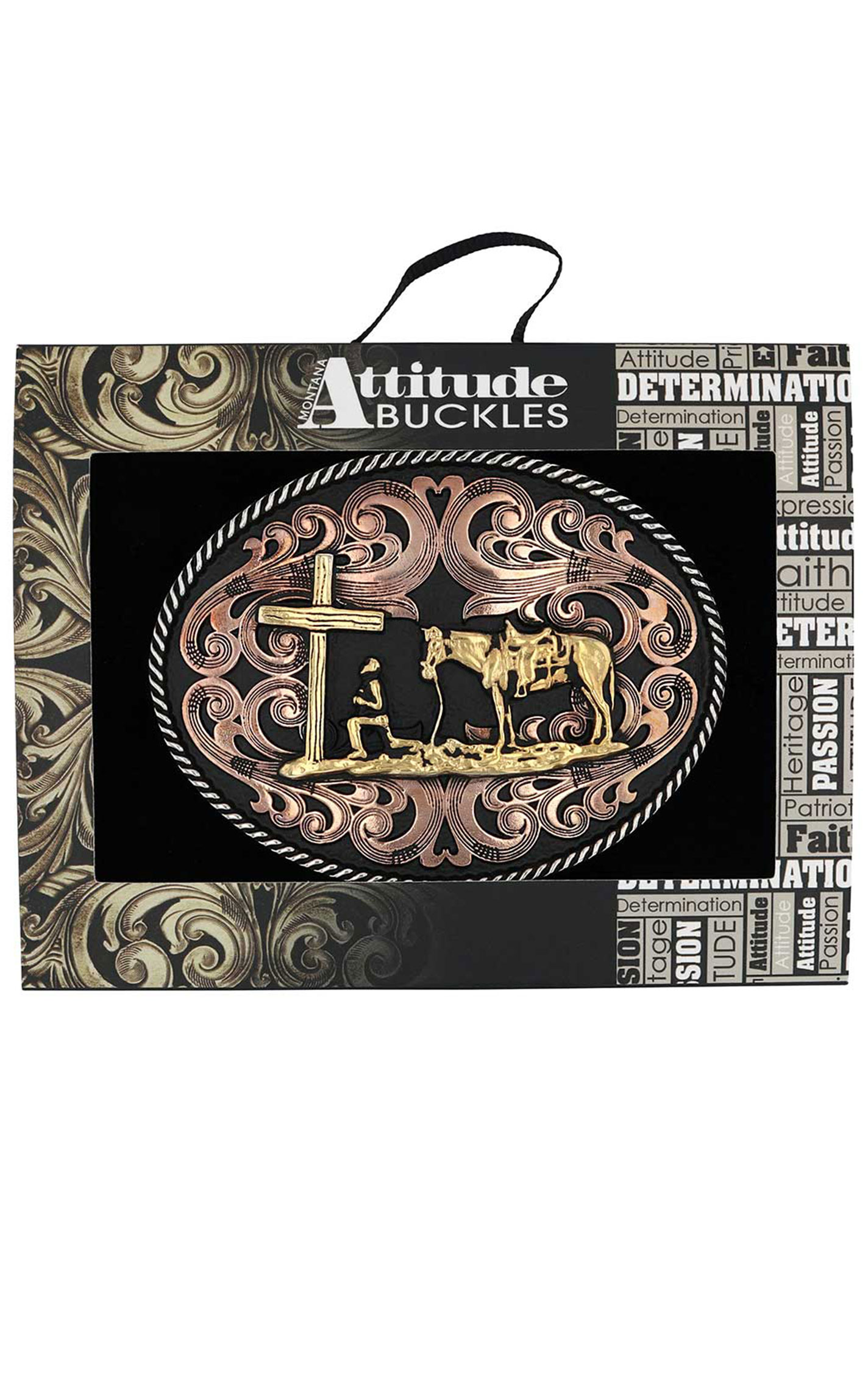 Attitude by Montana Silversmiths Multi-Metal Christian Cowboy Belt Buckle - Image 1