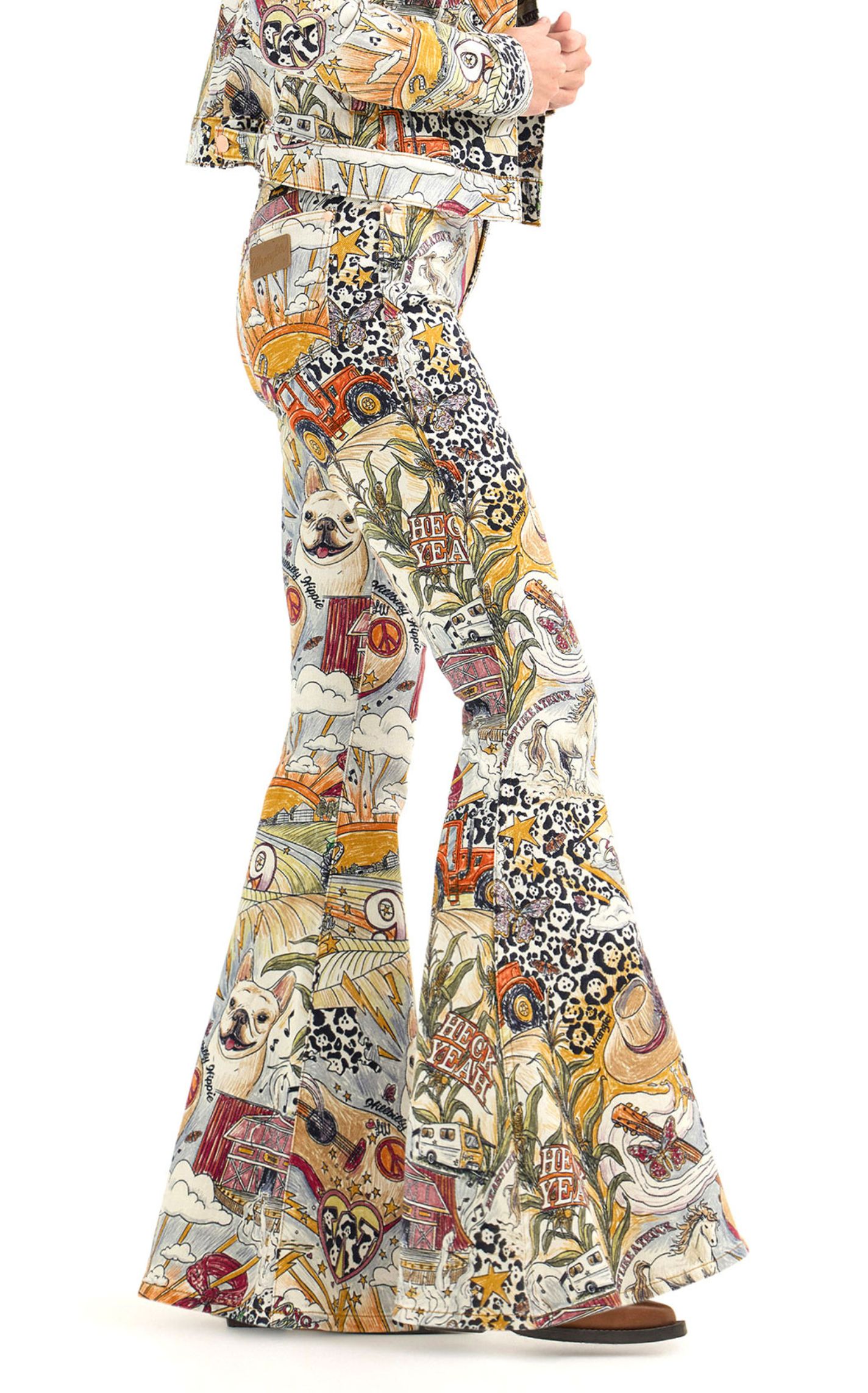Wrangler & Lainey Wilson Women's Playful Western Print Flare Jeans - Image 1