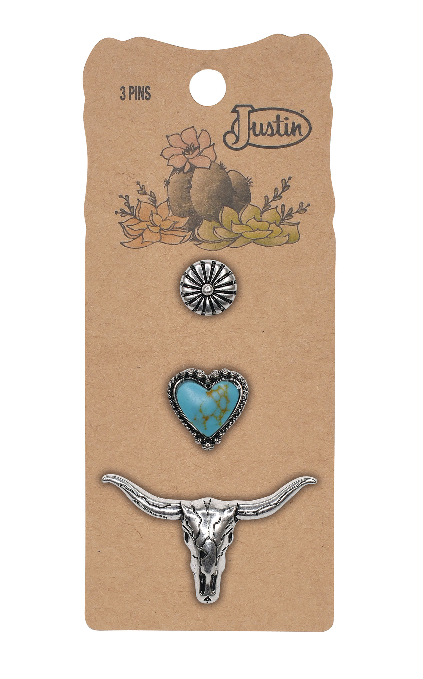 Justin Silver & Turquoise Triple Hat Pin Set - Image 1