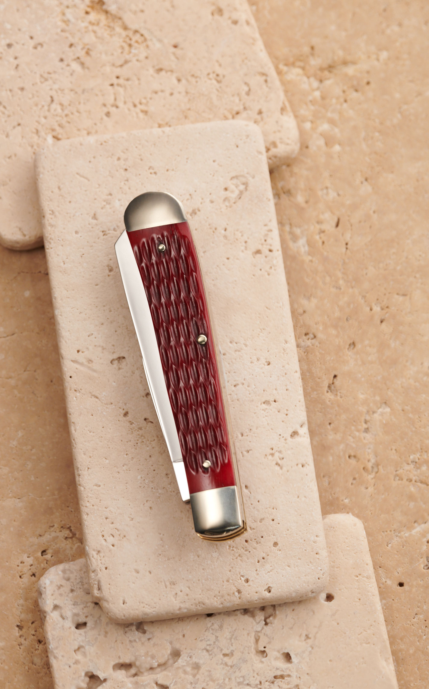 Tree Brand by Boker Traditional Series Red Bone Handle Trapper Pocket Knife - Image 3