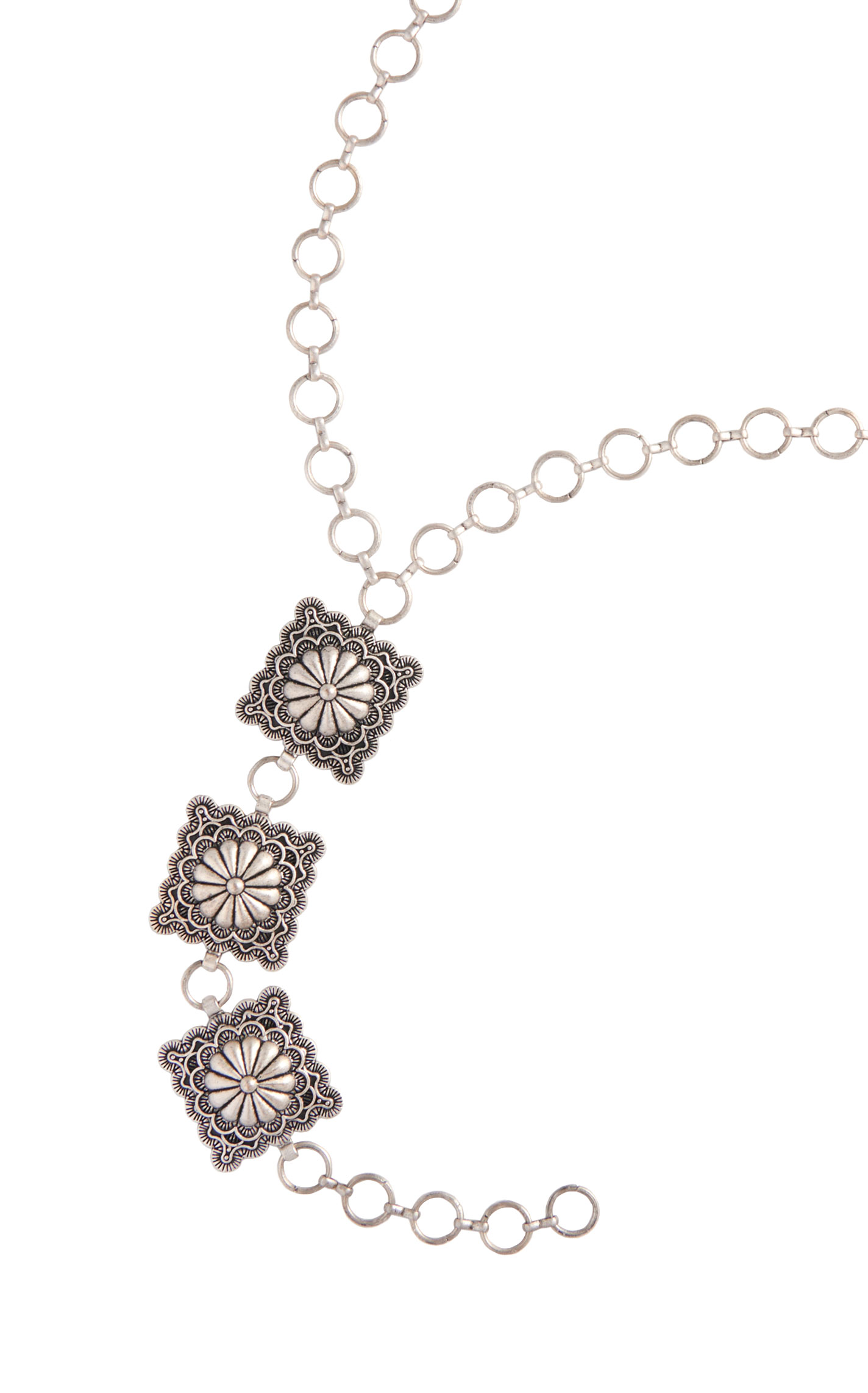 Rockin C All Silver Bolo Style 3 Square Concho Necklace - Image 1