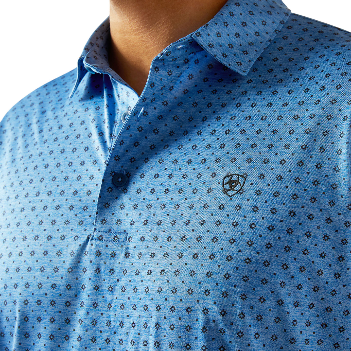 Ariat Men's AriatTEK Blue & Black Geo Polo Shirt - Image 1