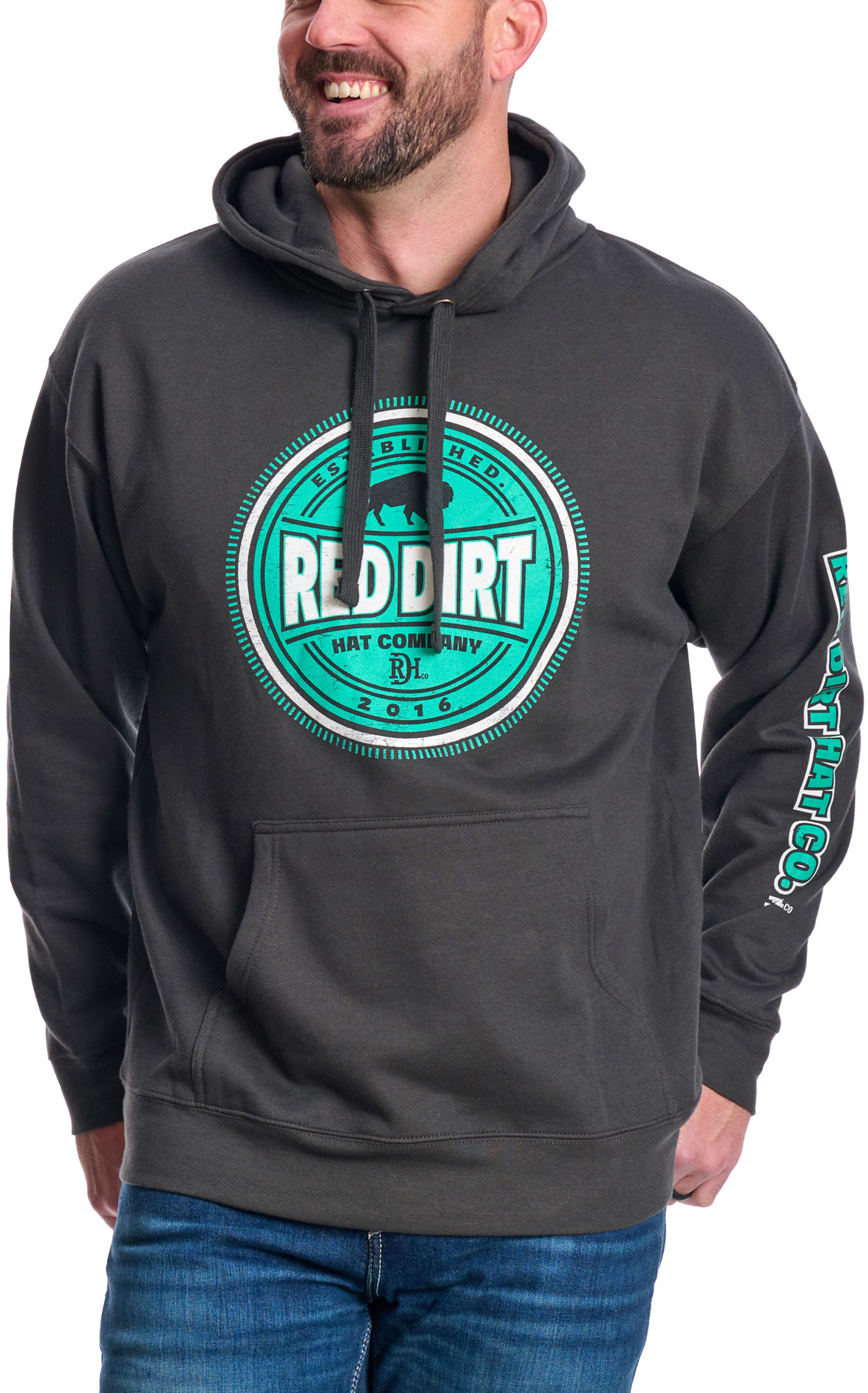 Red Dirt Hat Co Men's Black Buffalo Chip Logo Graphic Hoodie - Image 1