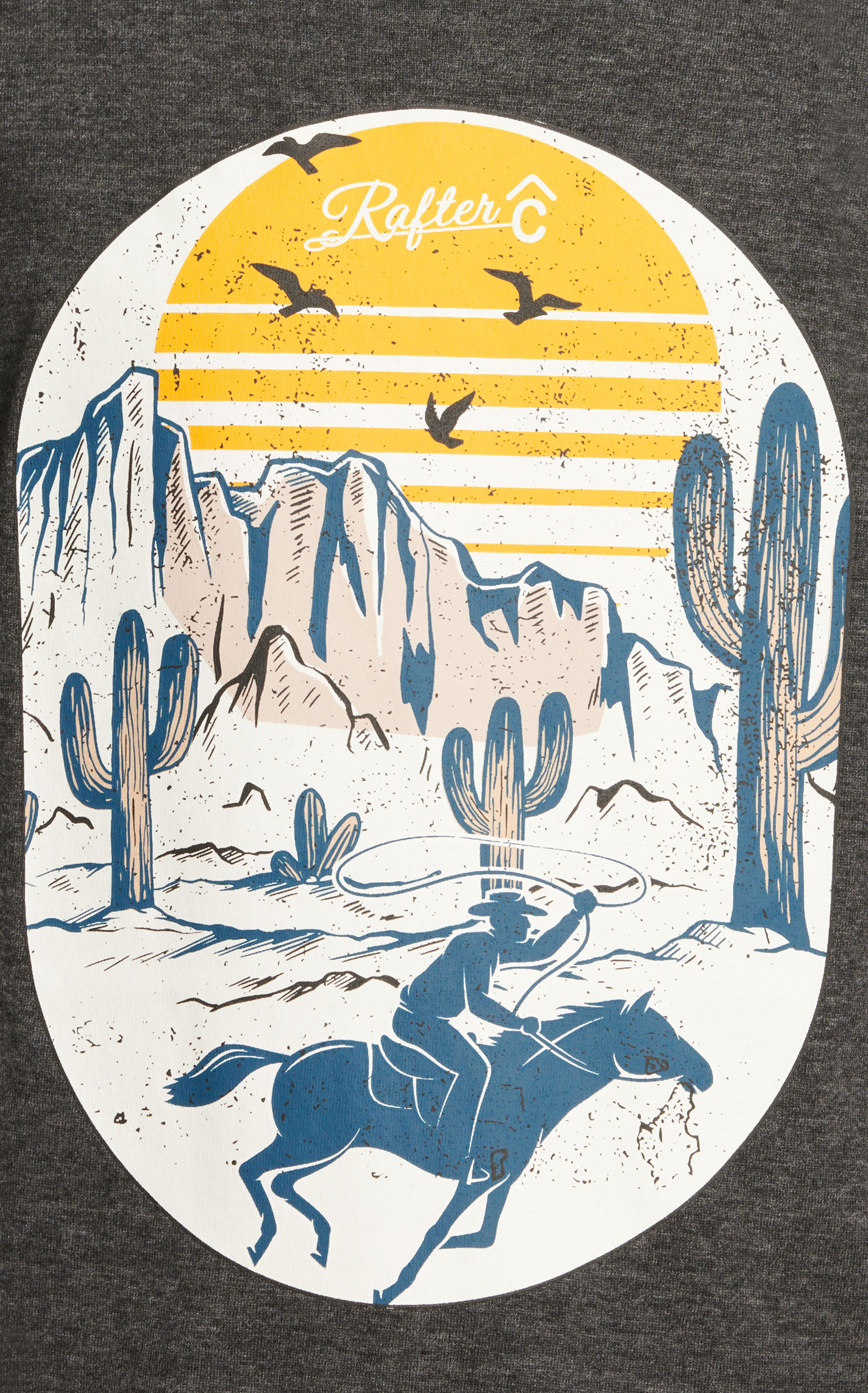 Rafter C Boy's Black Heather Desert Horse & Rider Logo Graphic Short Sleeve T-Shirt - Image 1
