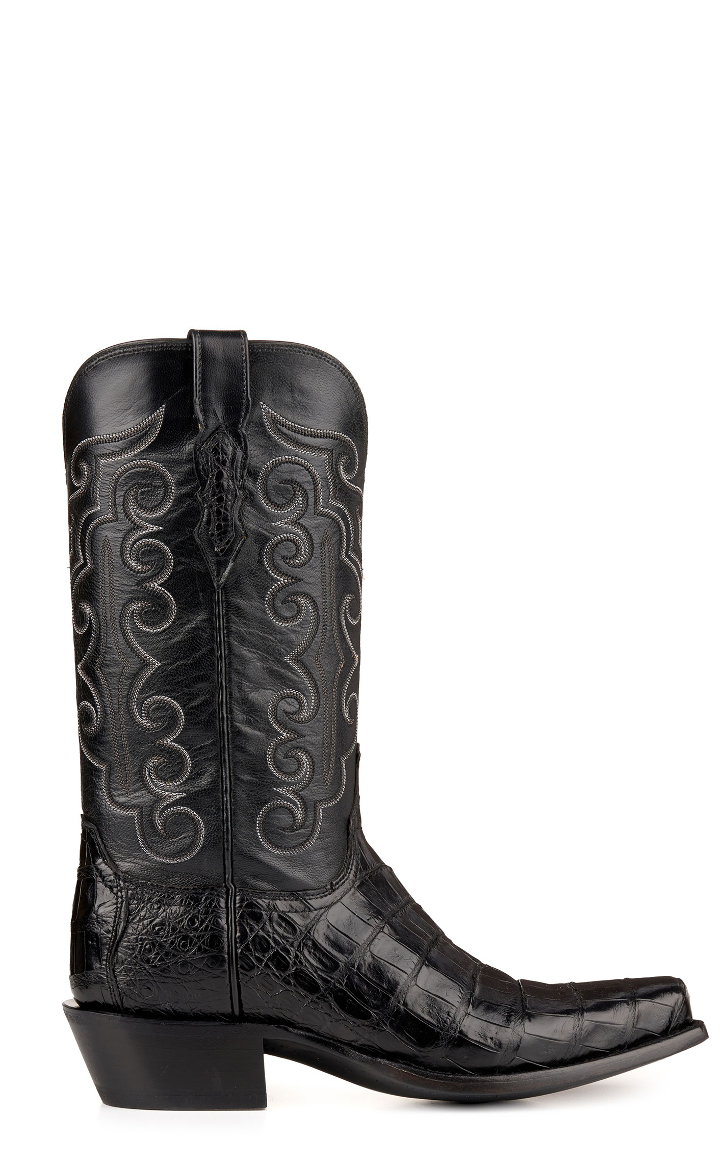 Lucchese Men's Black Ultra Caiman Belly 7-Toe Exotic Cowboy Boots - Image 1