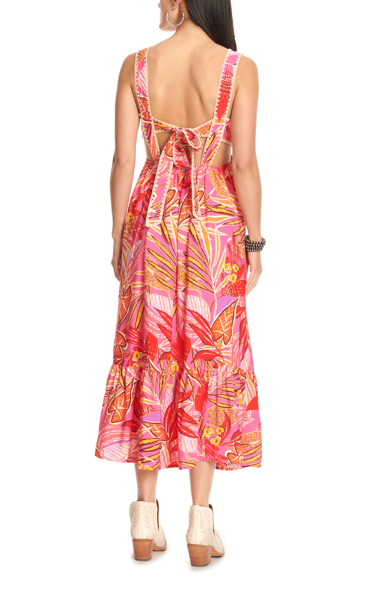 Blue B Women's Fuchsia & Red Floral Maxi Sleeveless Dress - Image 1