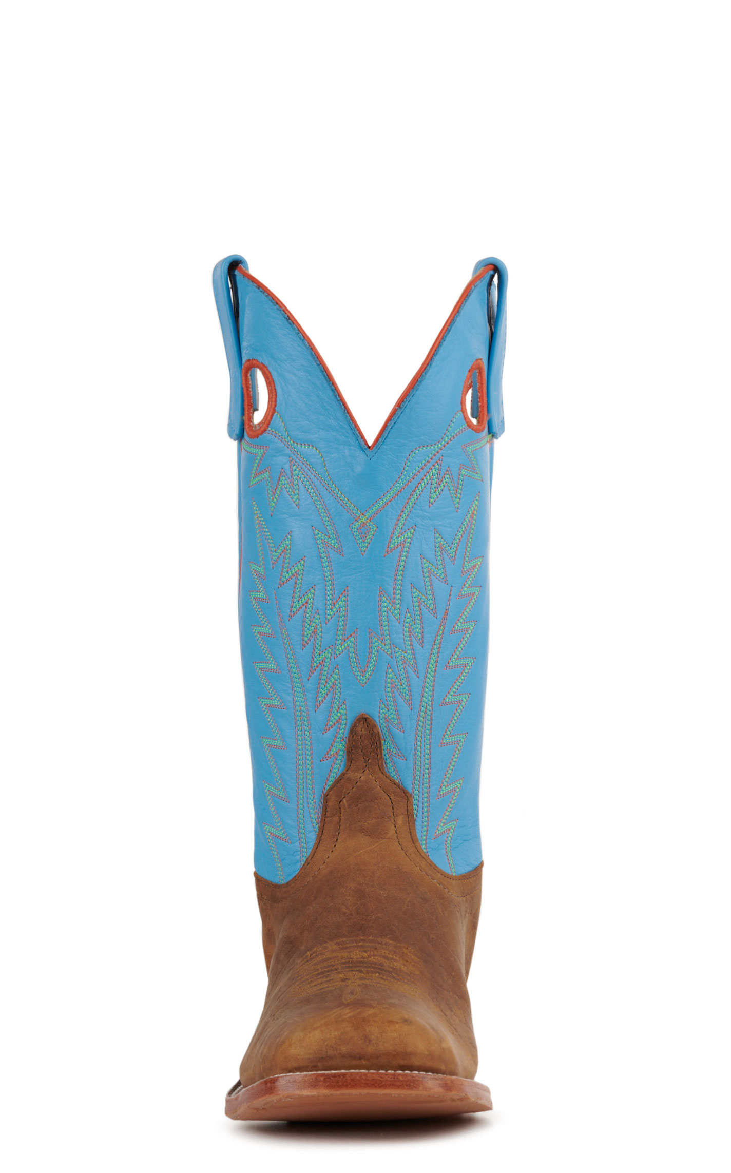 Anderson Bean Mens' Natural Brahma Bison and Blue Hybrid Square Toe Cowboy Boots - Image 1