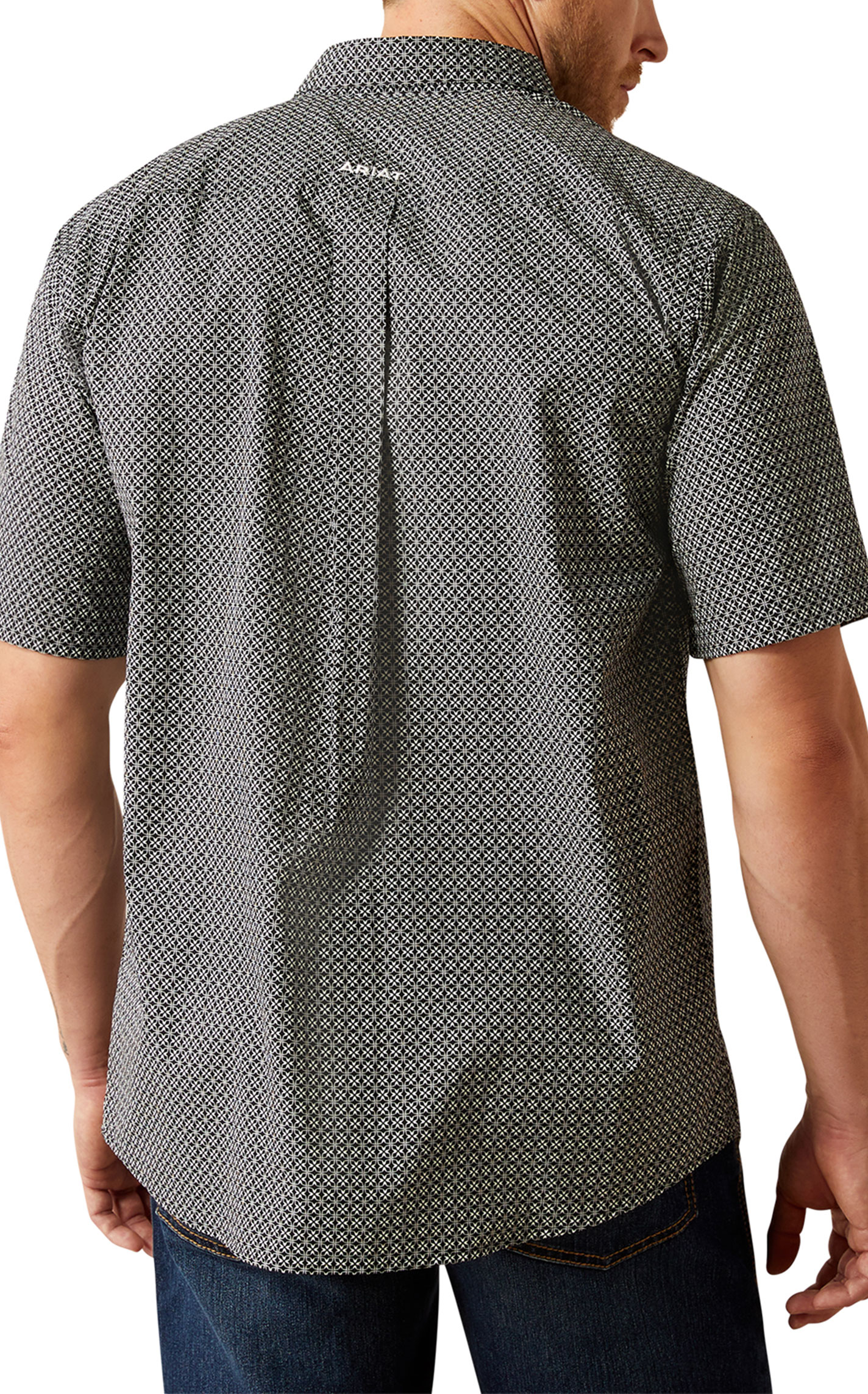 Ariat Men's Gene Black & White Geo Print Western Shirt - Image 1