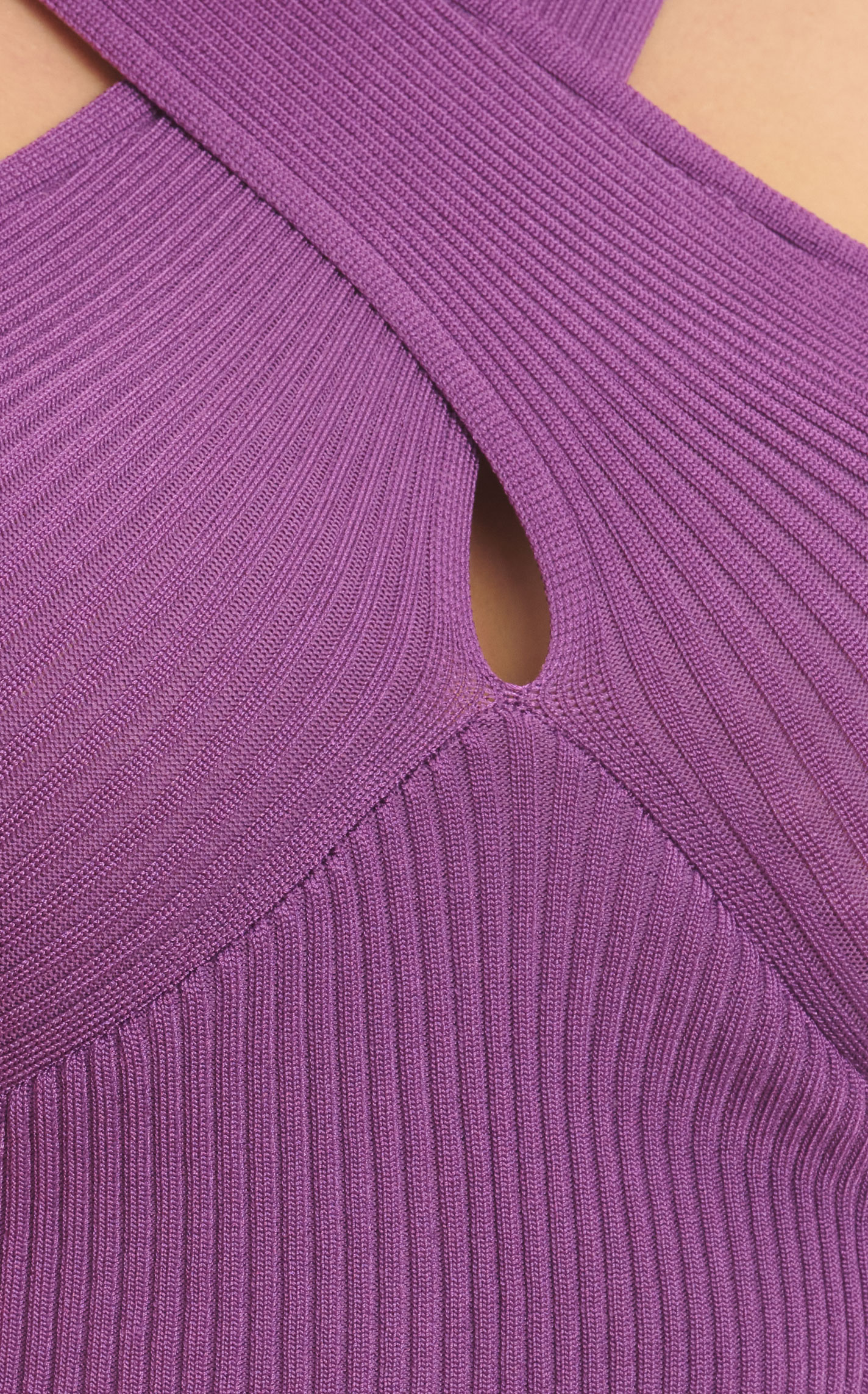 Day + Moon Women's Purple Double Crossed Ribbed Sleeveless Crop Top - Image 1