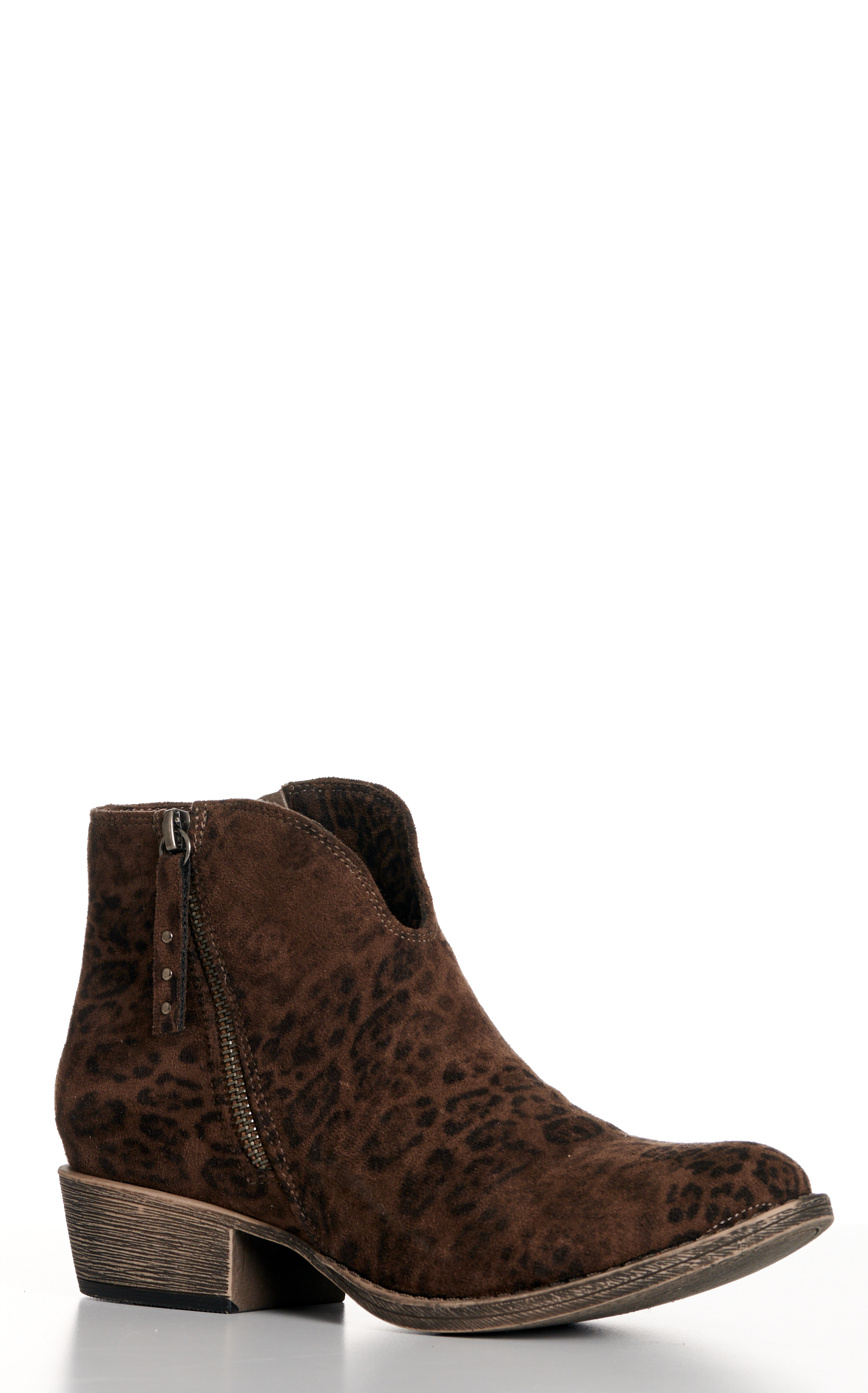 Very G Women's Charming Taupe Leopard Round Toe Booties - Image 1