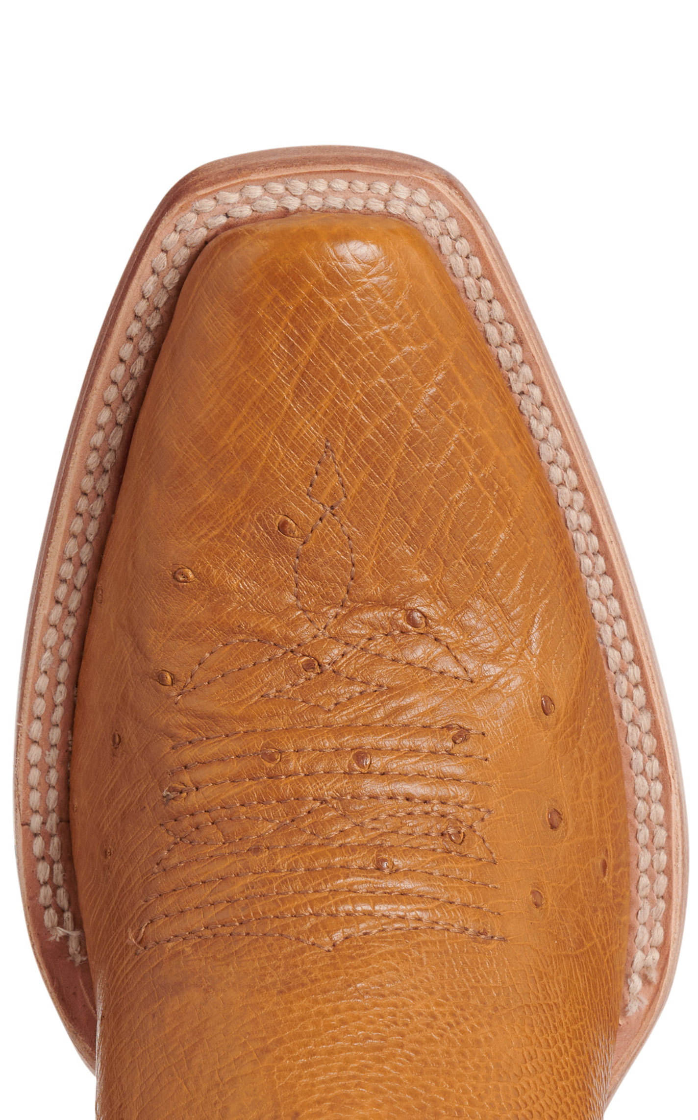 Resistol Men’s Antique Saddle & Cream Smooth Quill Ostrich Cutter Toe Cowboy Boots - Image 1