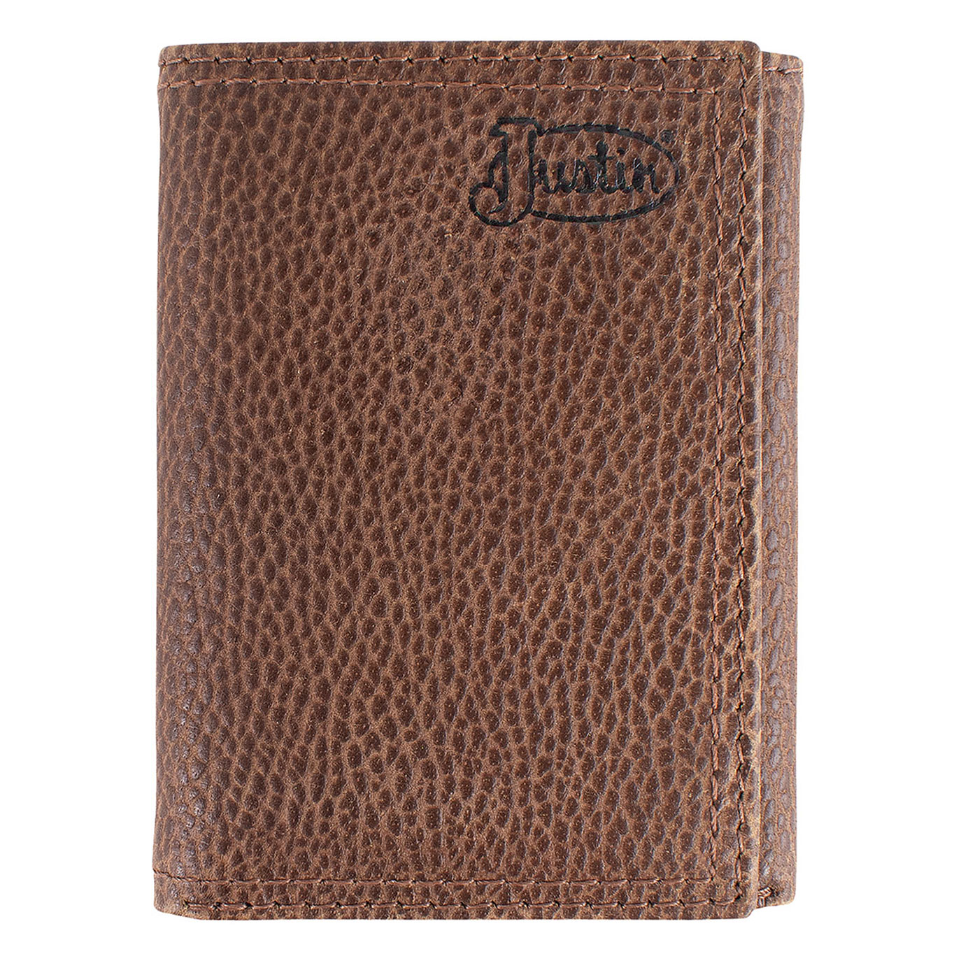Justin Brown Pebbled Leather Trifold Wallet - Image 1