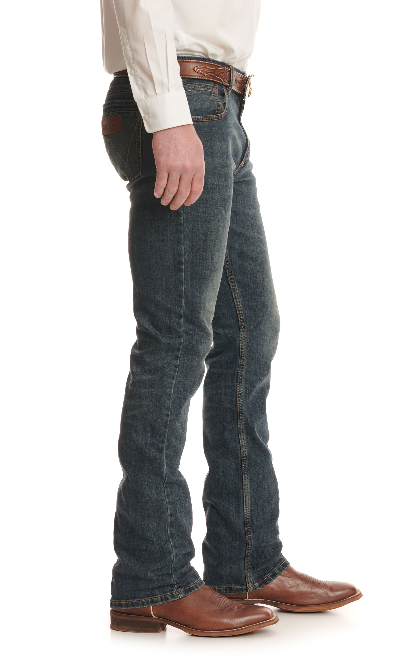 Wrangler Retro Men's Twin Bridges Dark Wash Slim Fit Stretch Boot Cut Jeans - Tall - Image 1