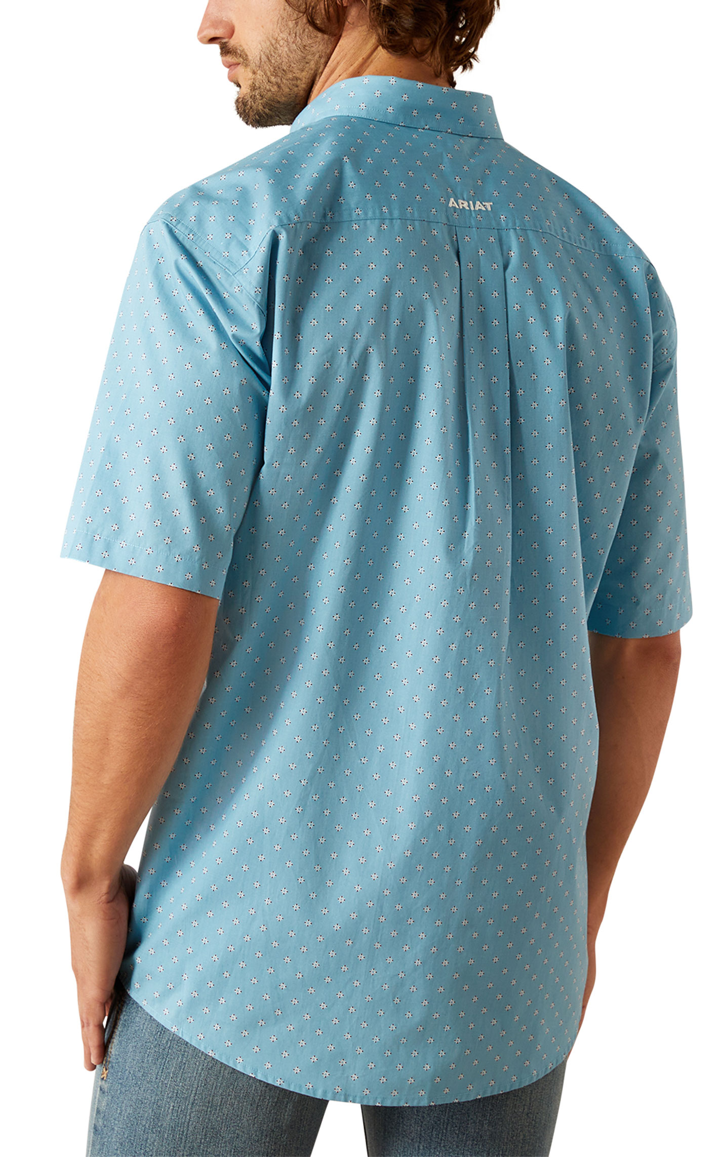 Ariat Men's Guy Light Turquoise & Geo Print Western Shirt - Image 1