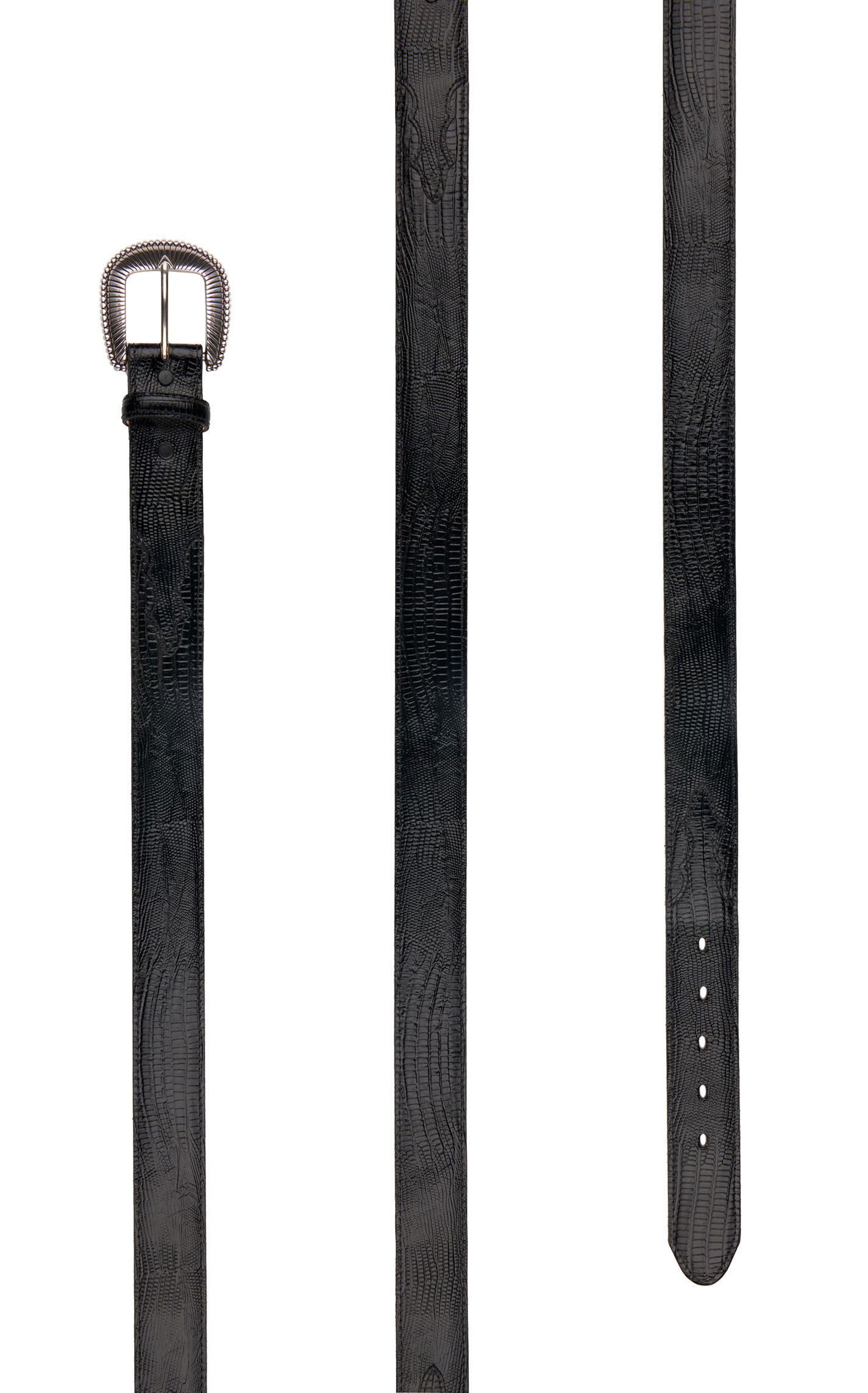 Tony Lama Men's Black Lizard Print Belt - Image 1