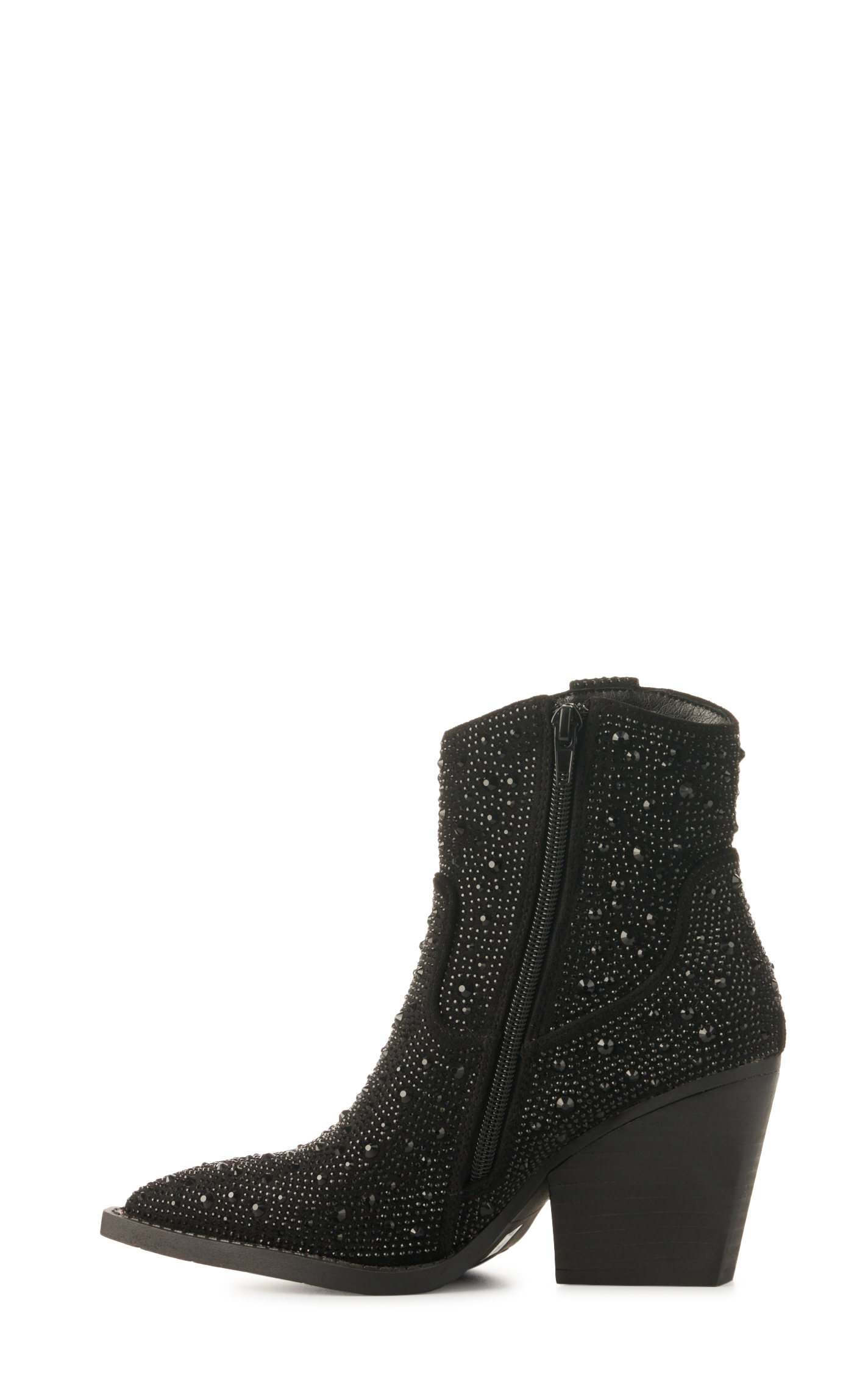 Very G Women's Karen Black Rhinestone Snip Toe Fashion Booties - Image 1