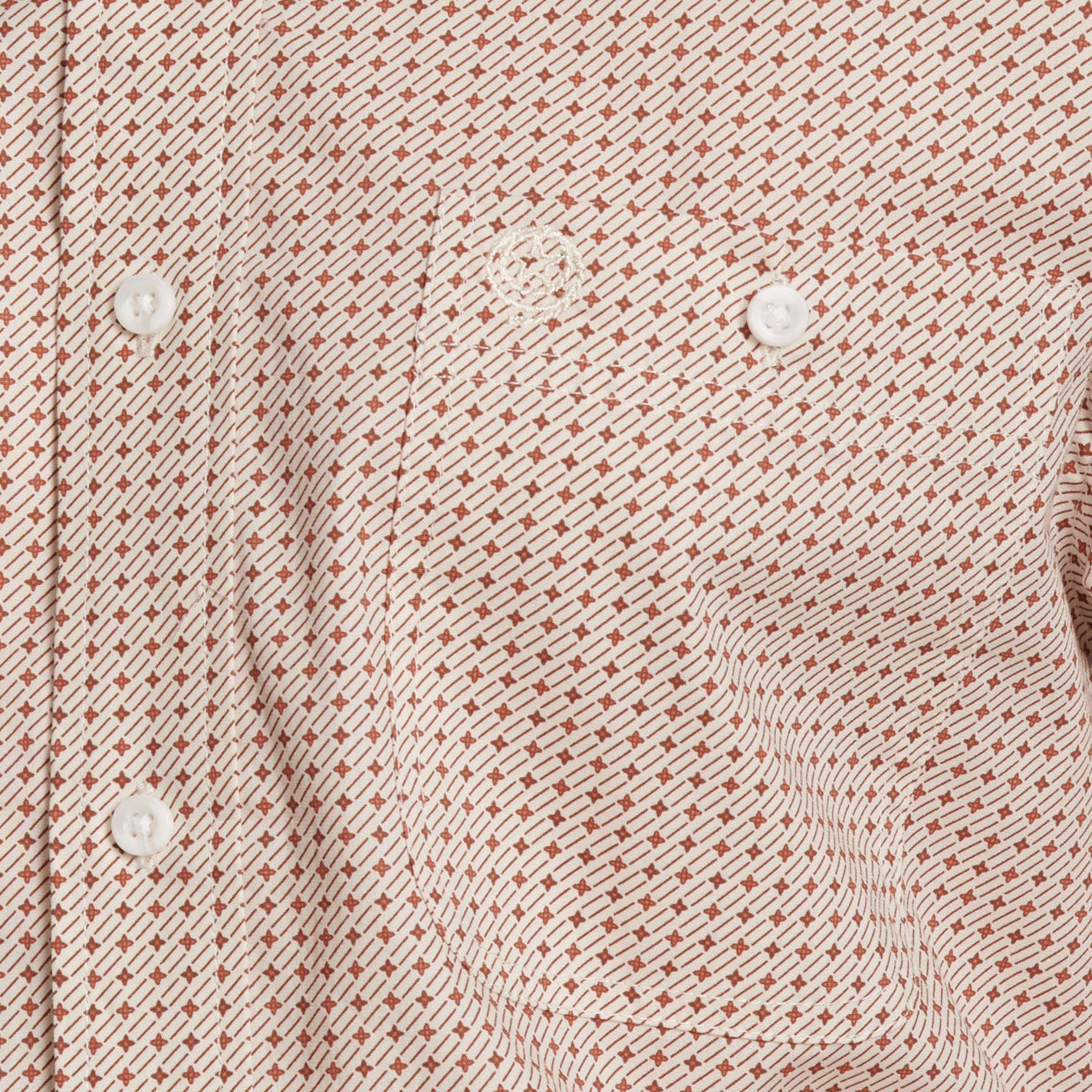 Wrangler Men's George Strait White & Rust Geo Print Western Shirt - Image 1