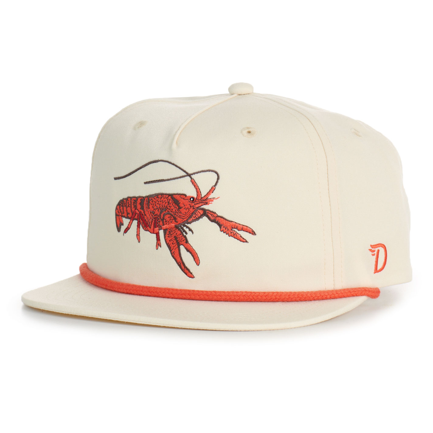 Duck Camp Ivory & Cinnamon Crawfish Embroidered Flat Bill Cap - Image 1