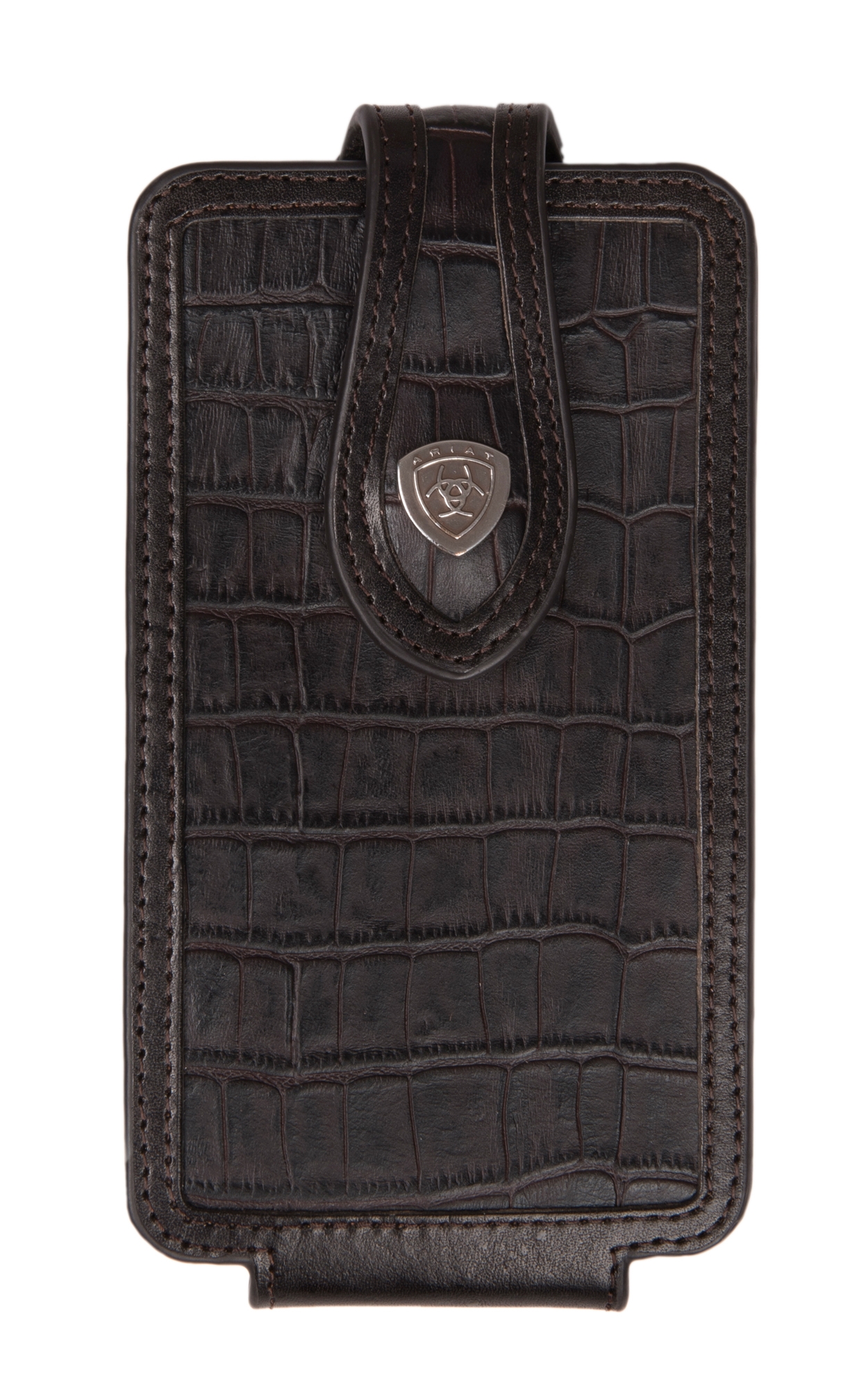 Ariat Black Croc Print with Chocolate Trim Large Cell Phone Case - Image 1