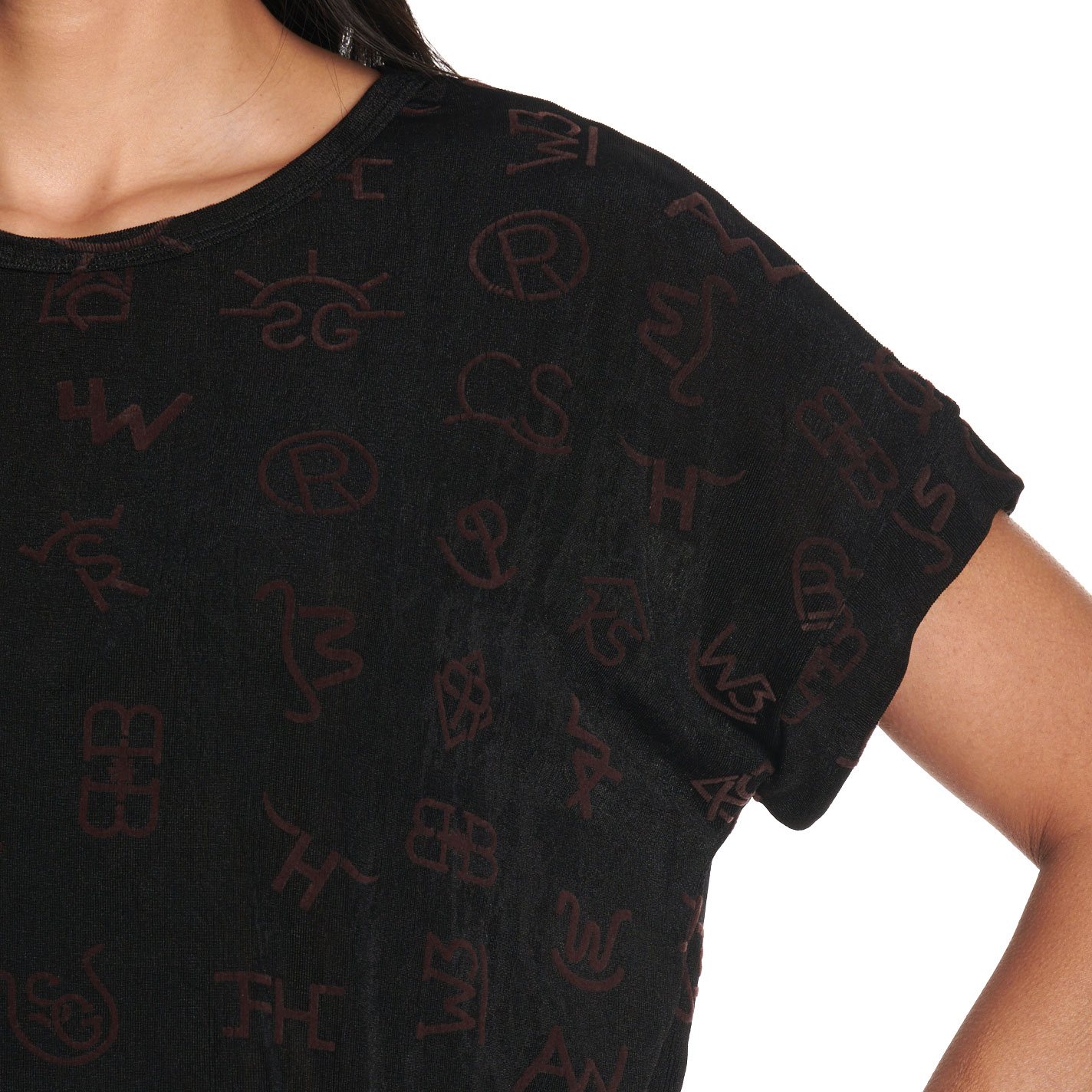 Merigold Kiss Women's Black Branded Print Top - Image 1