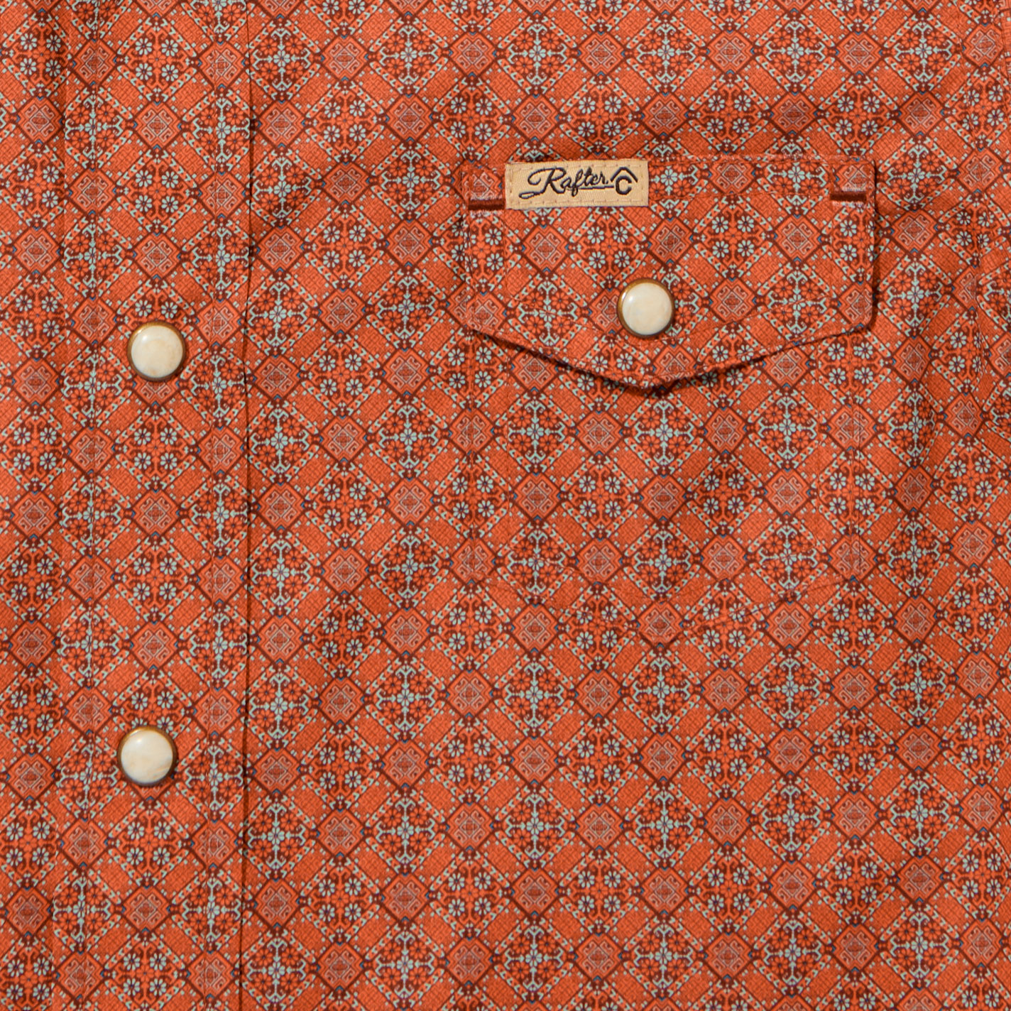 Rafter C Boy's Angler Orange Geo Print Western Shirt - Image 1