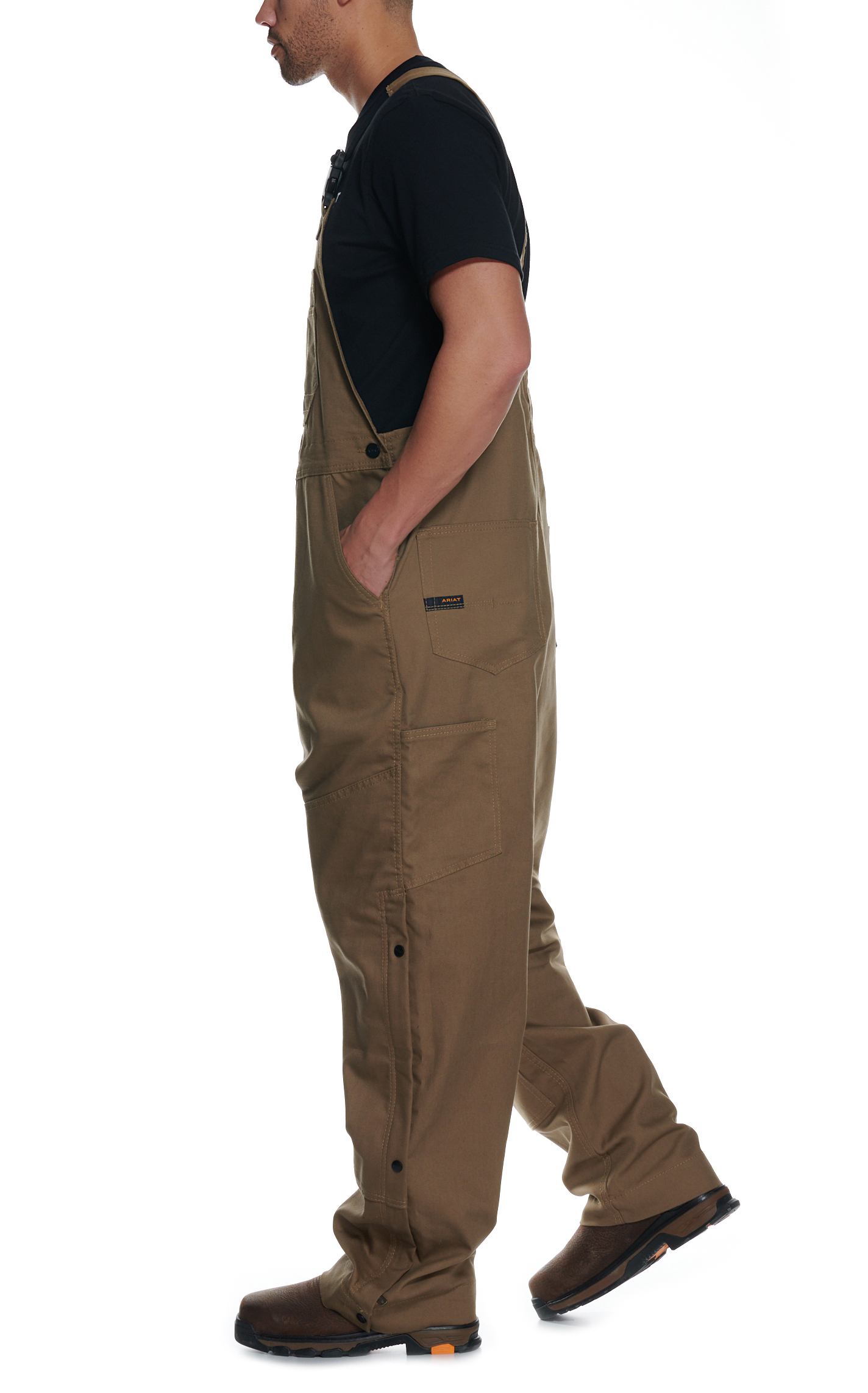 Ariat Men's Rebar Khaki Duracanvas Unlined Bib Work Overalls - Big & Tall Sizes - Image 3