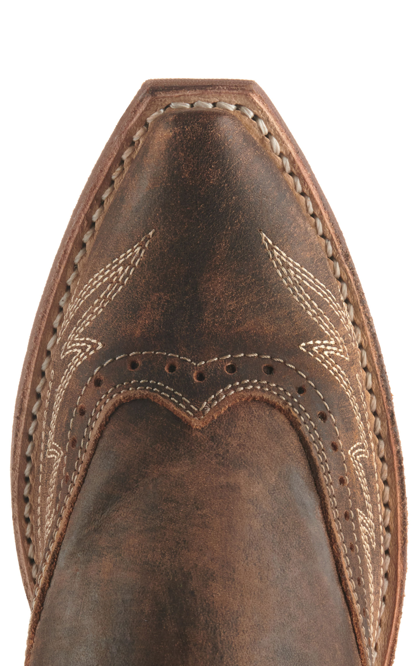 Laredo Women's Zuri Distressed Brown Floral Inlays Snip Toe Cowboy Boots - Image 1