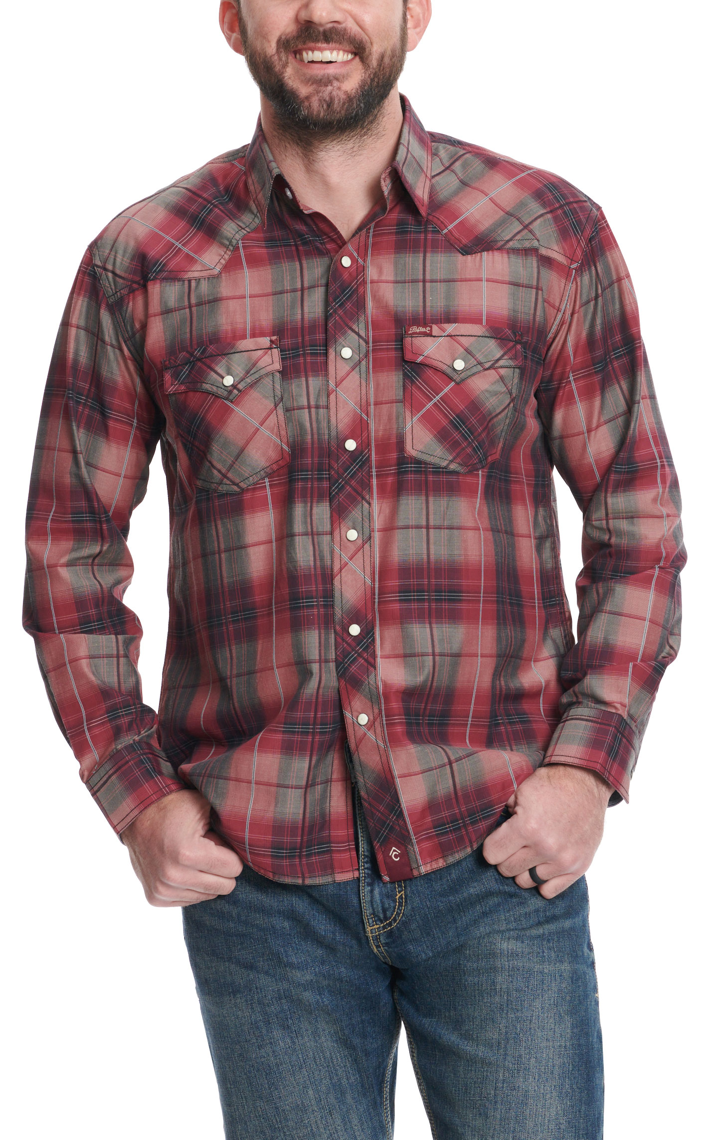 Rafter C Men's Red Dirt Collection Red Plaid Western Shirt - Image 1
