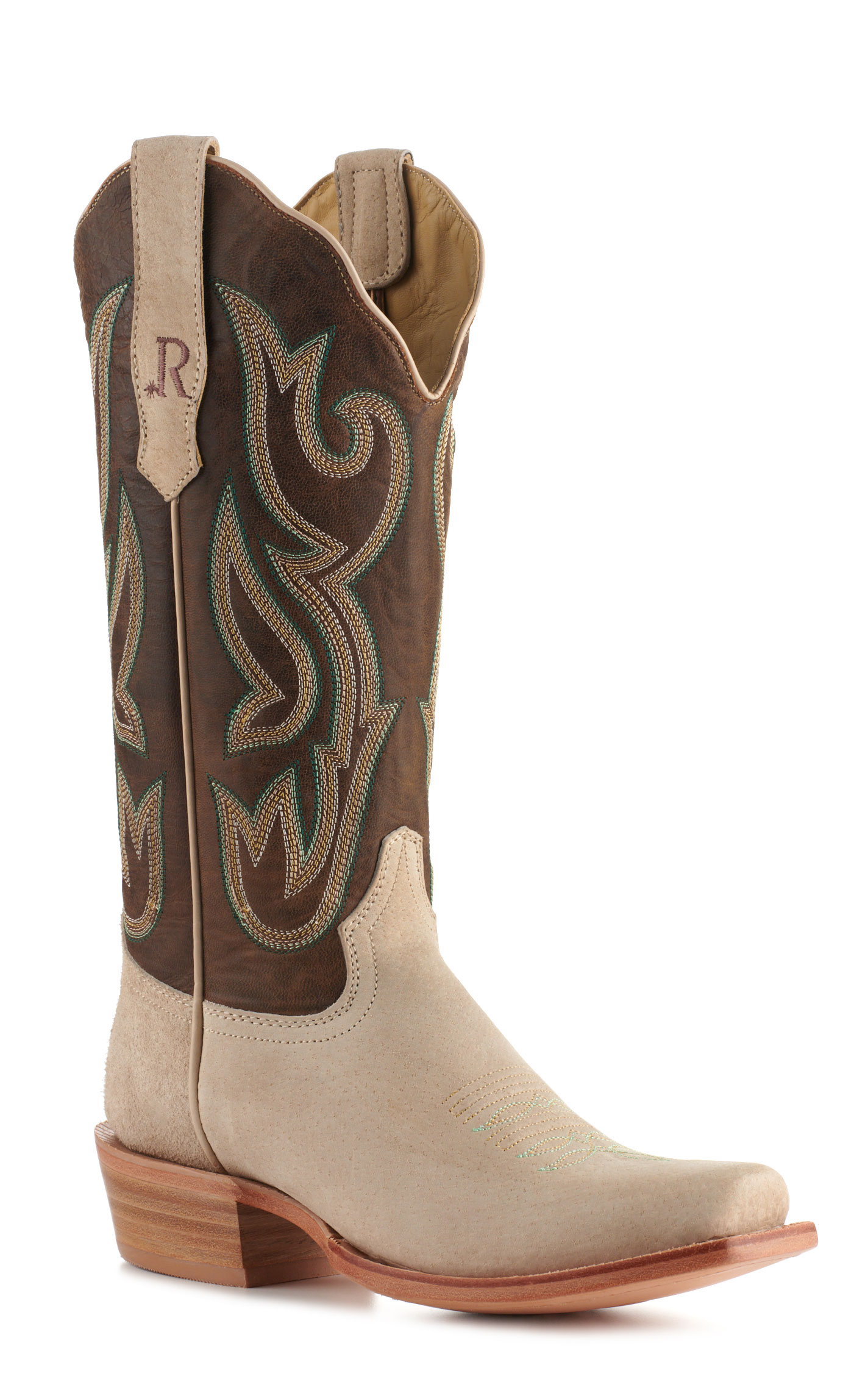 R. Watson Women's Honey Brown and Bone Boar Punchy Square Toe Cowboy Boots - Image 1